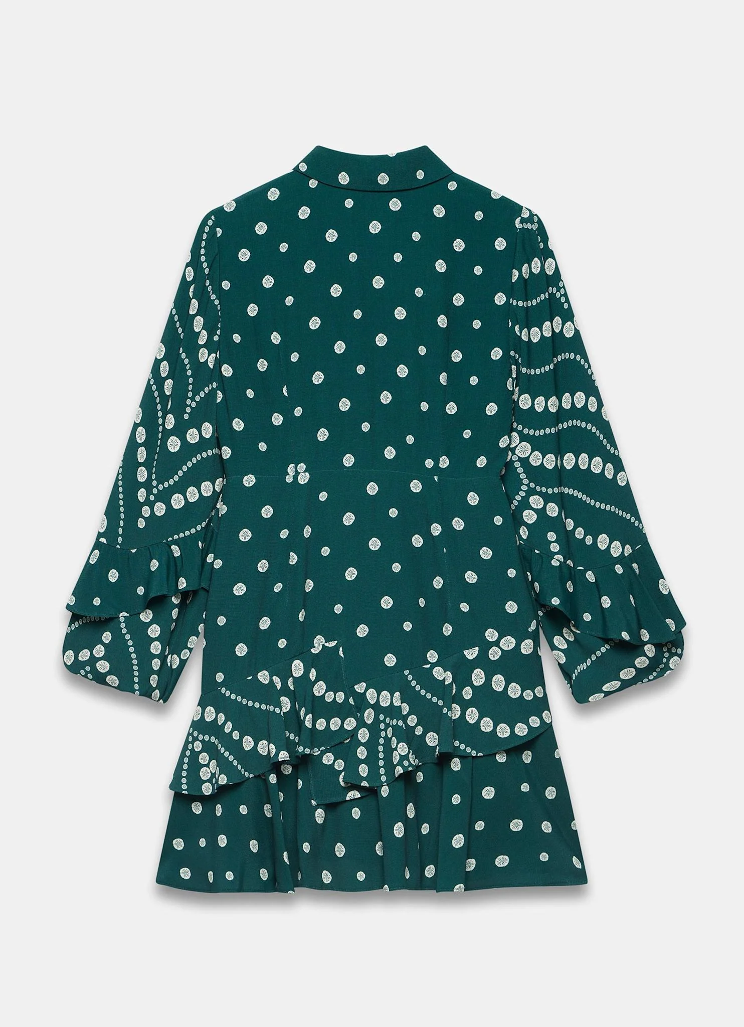 Teal Printed Ruffle Mini Dress - Image 8