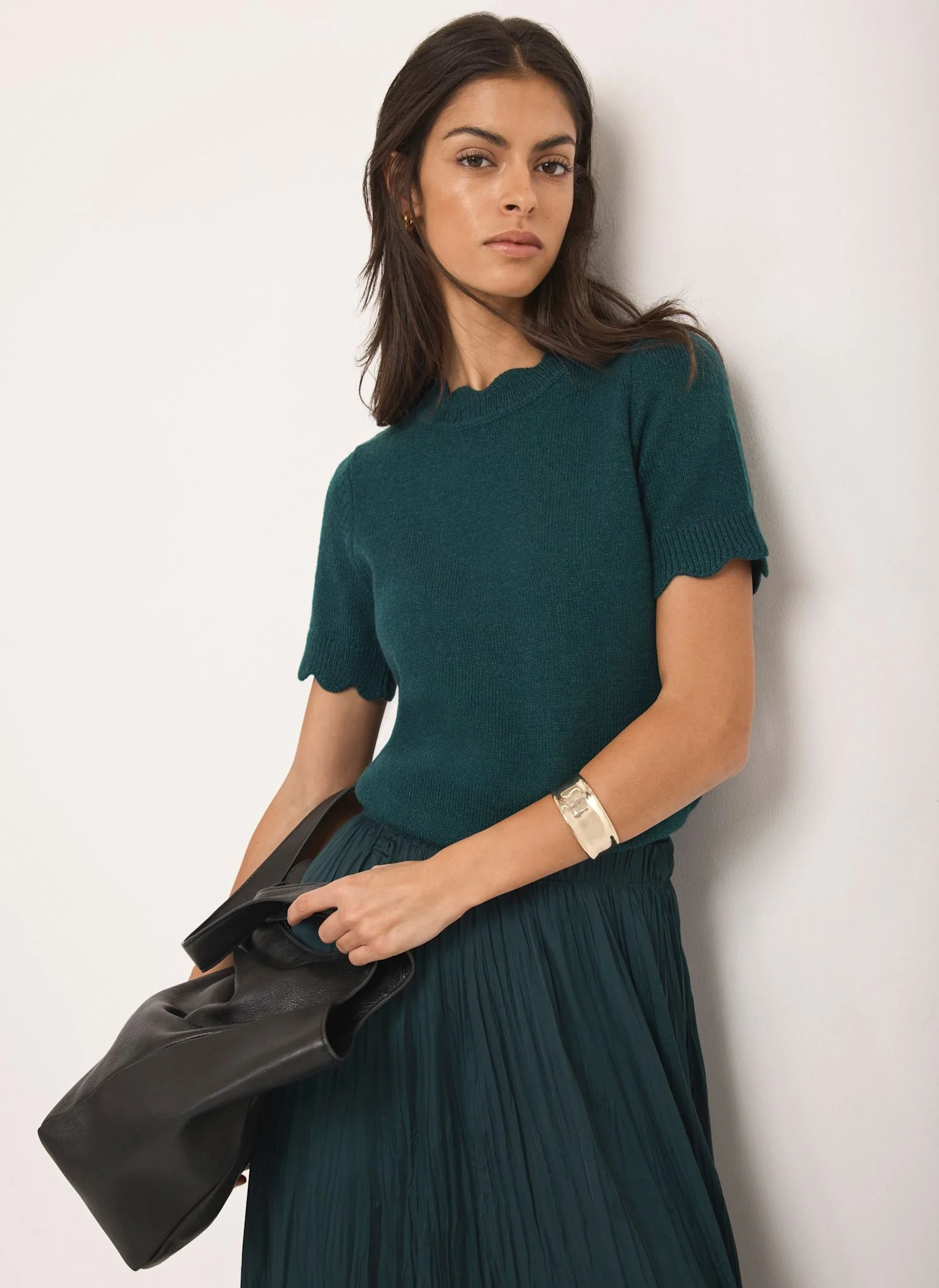 Teal Scallop Knit Top