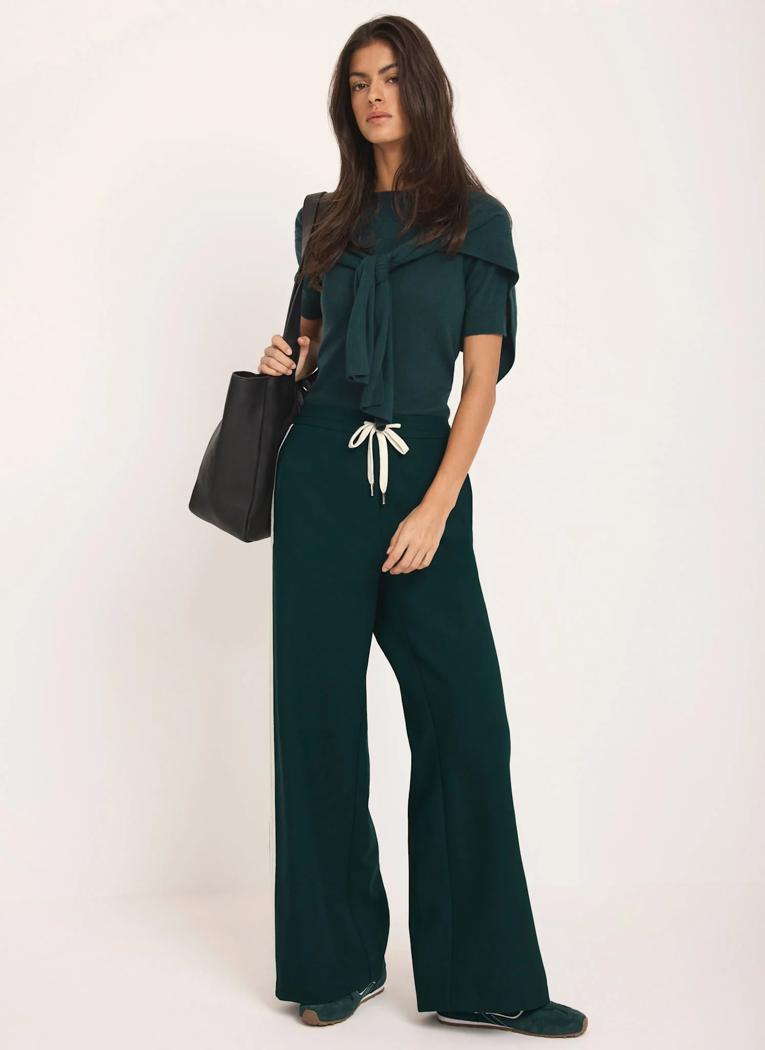 Teal Side Stripe Wide Trousers - Image 2