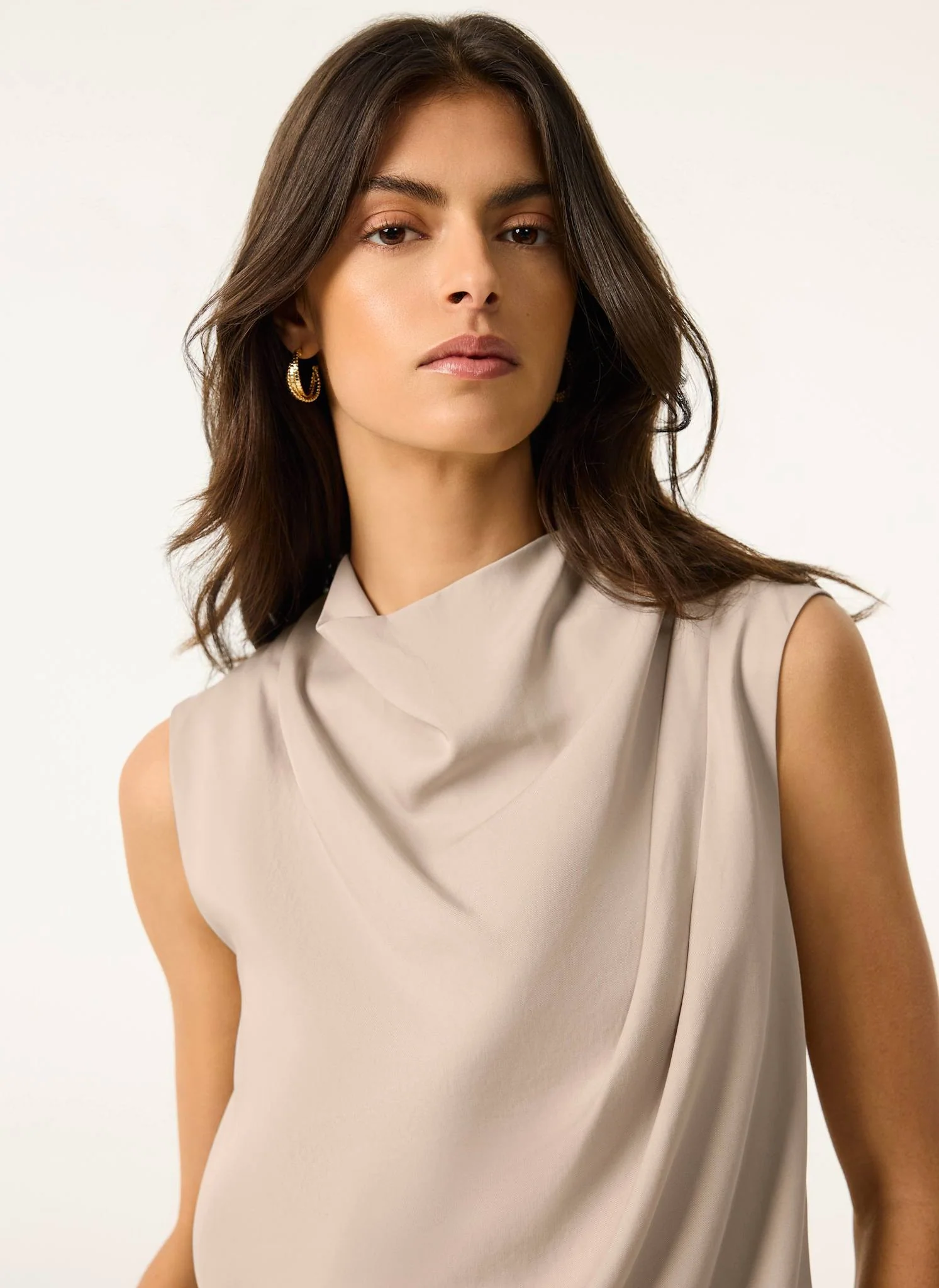 Neutral Cowl Neck Top - Image 3