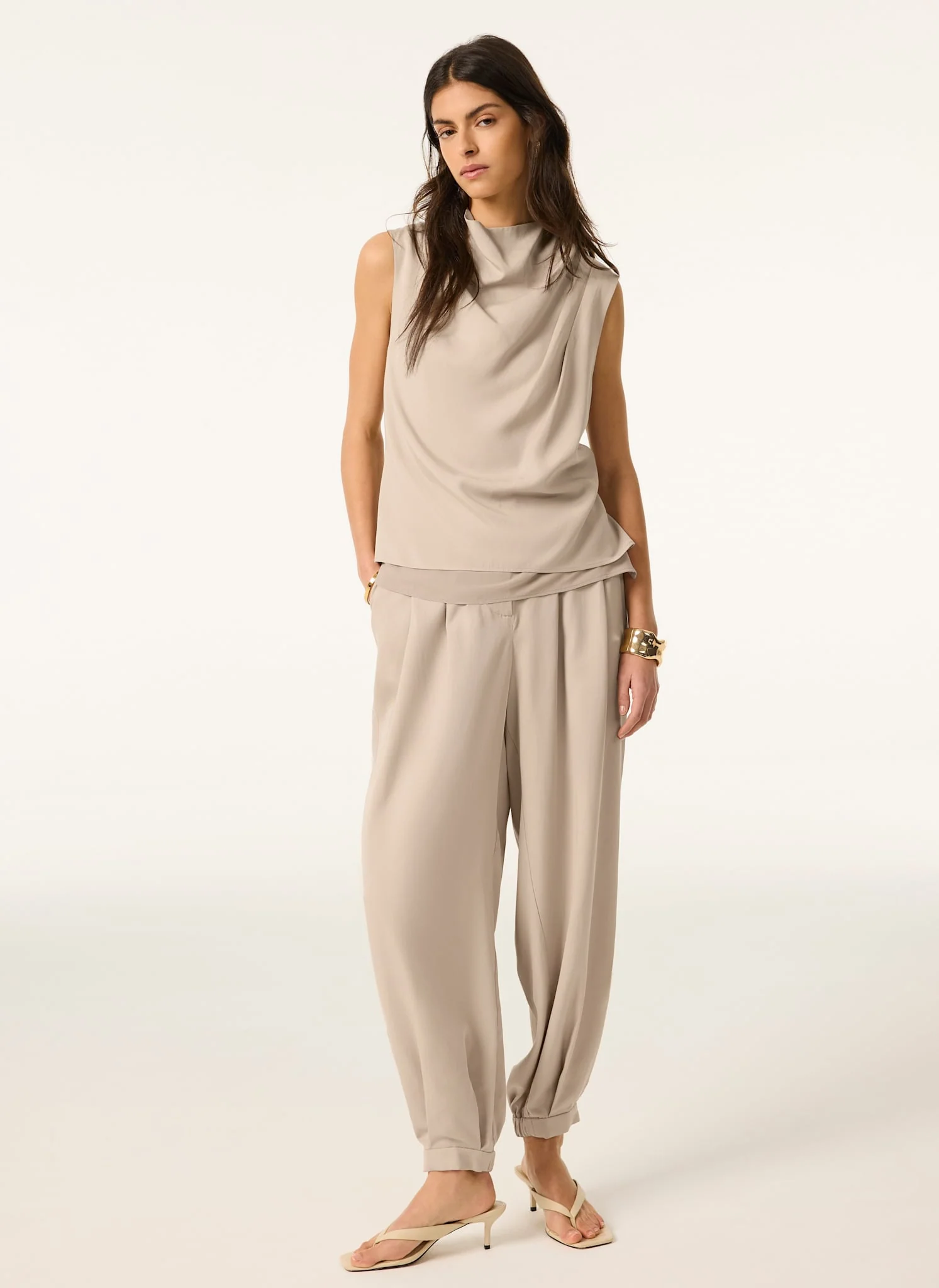 Neutral Cowl Neck Top - Image 4