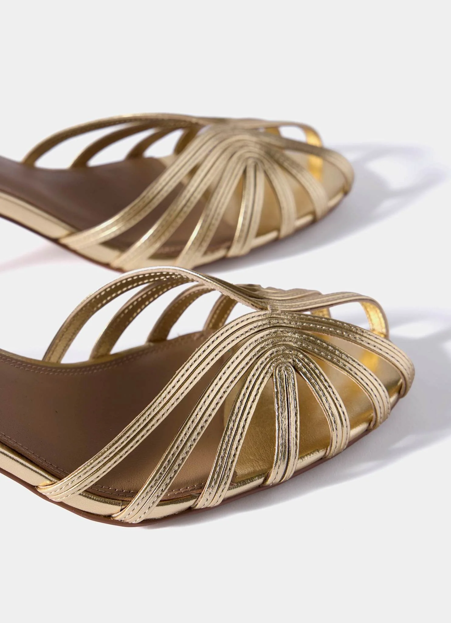 Tess Gold Leather Strappy Heels - Image 3