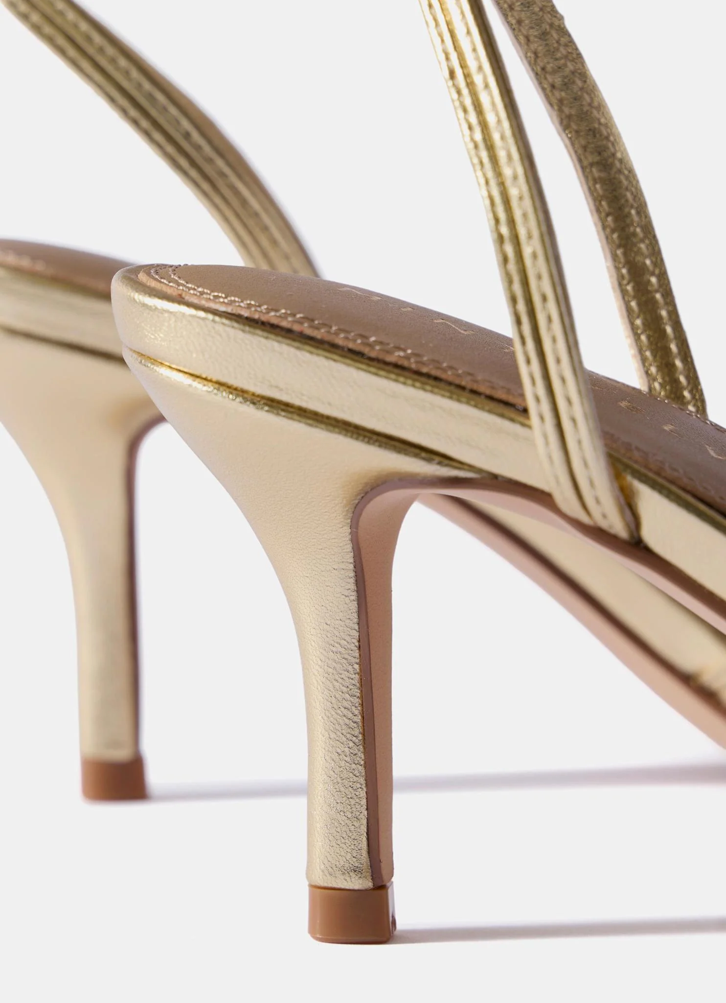 Tess Gold Leather Strappy Heels - Image 4