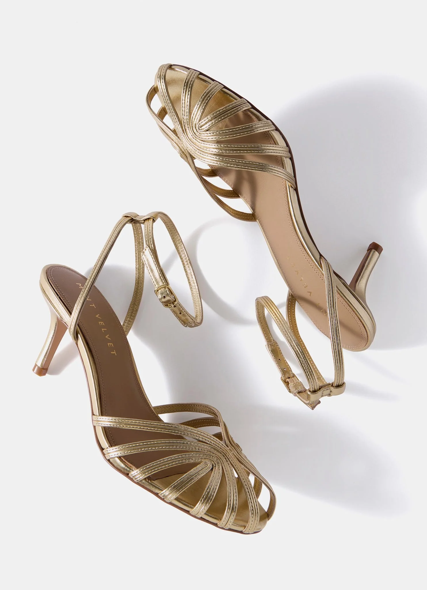 Tess Gold Leather Strappy Heels - Image 5