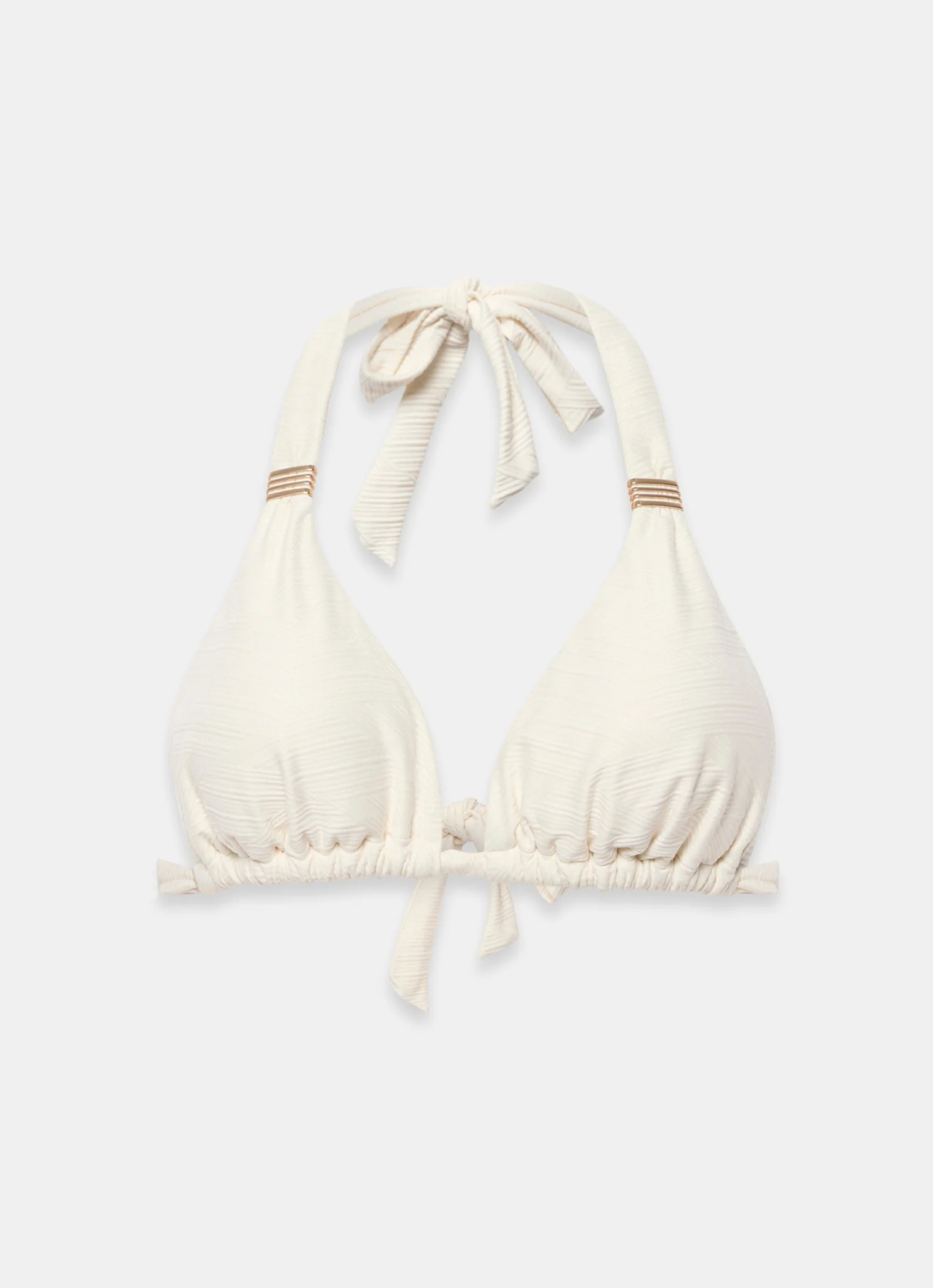 Cream Textured Triangle Bikini Top - Image 6