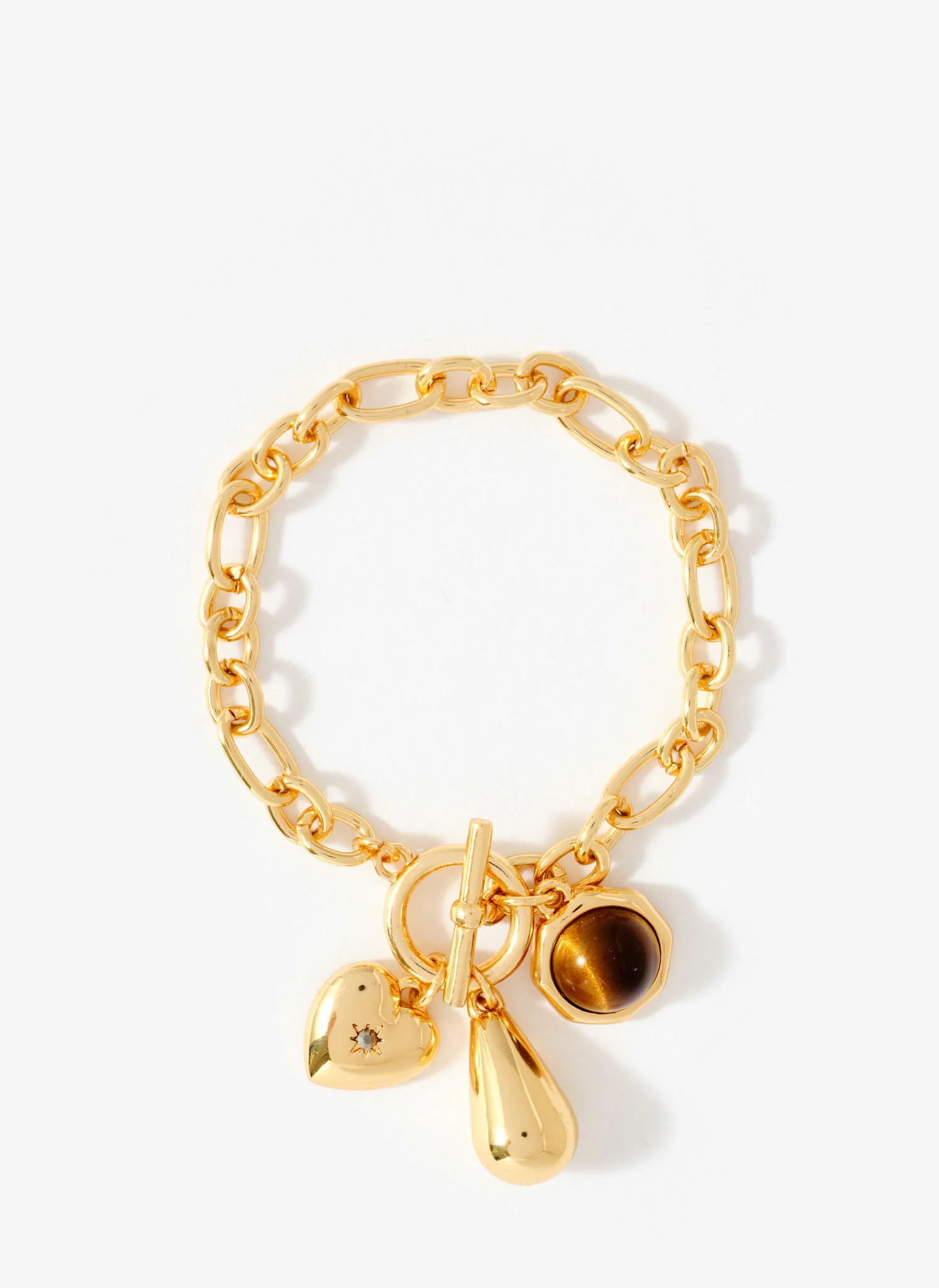 Gold Tone Resin Charm Bracelet