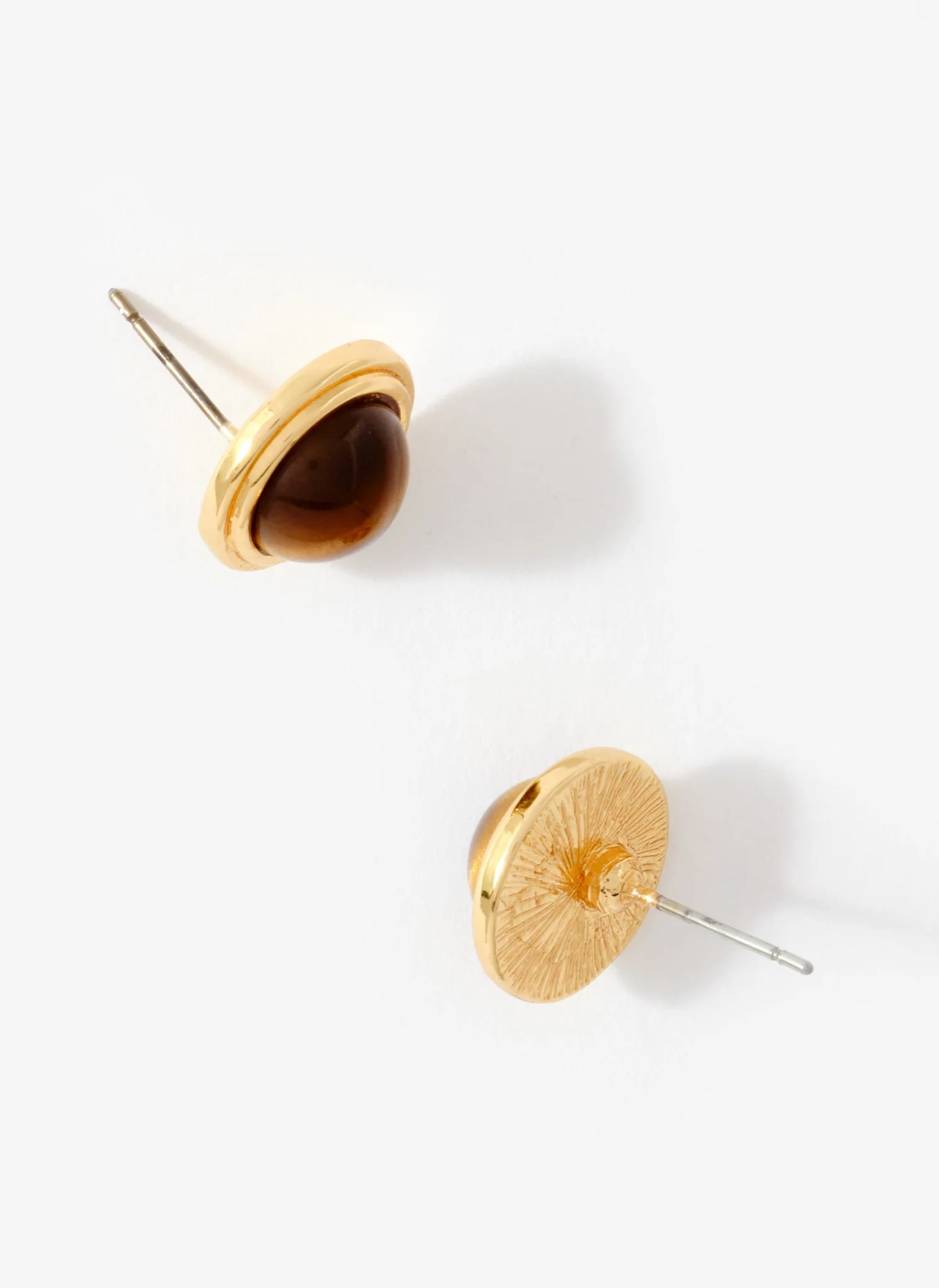 Gold Tone Resin Stud Earrings - Image 3