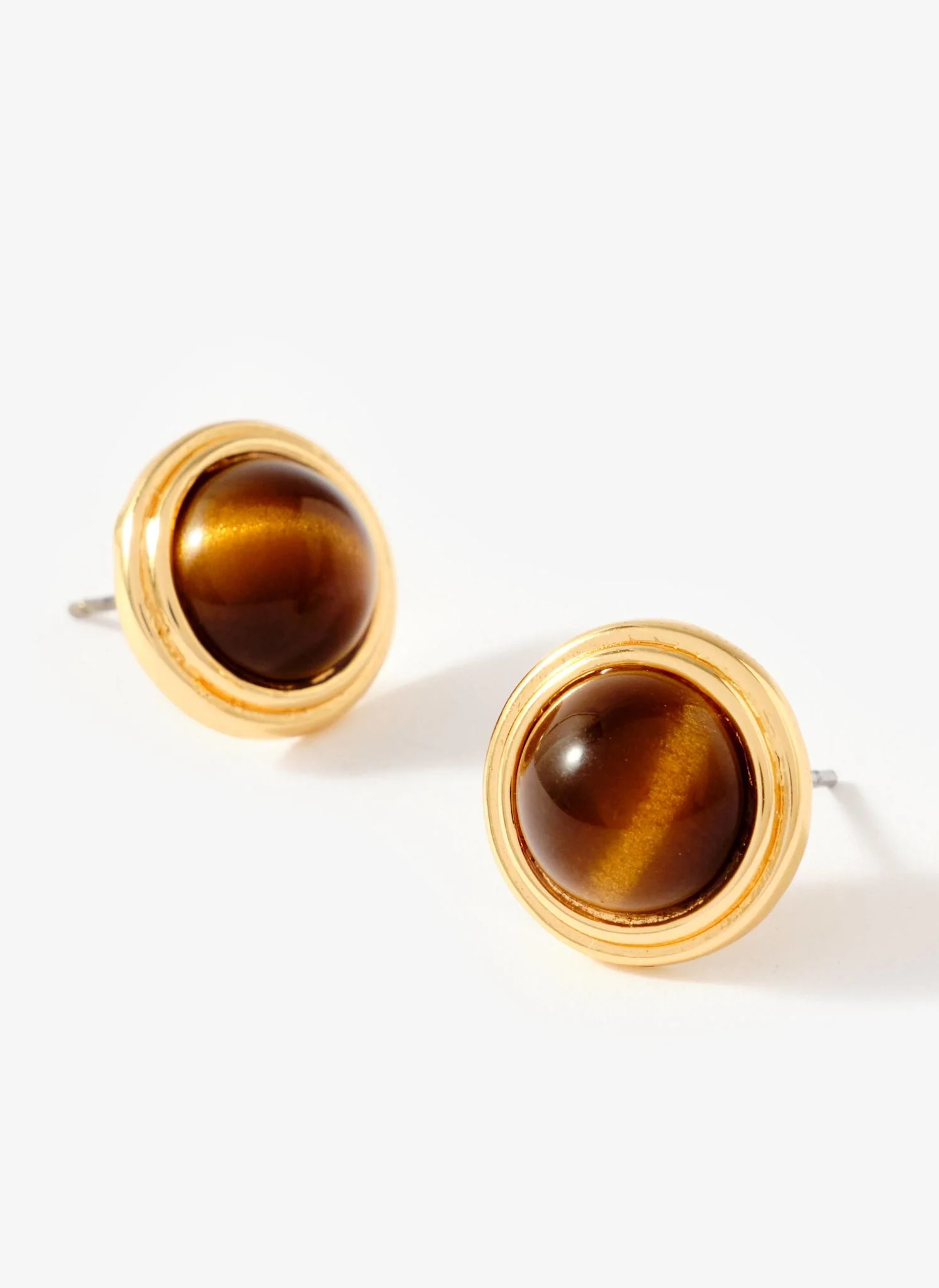 Gold Tone Resin Stud Earrings - Image 4