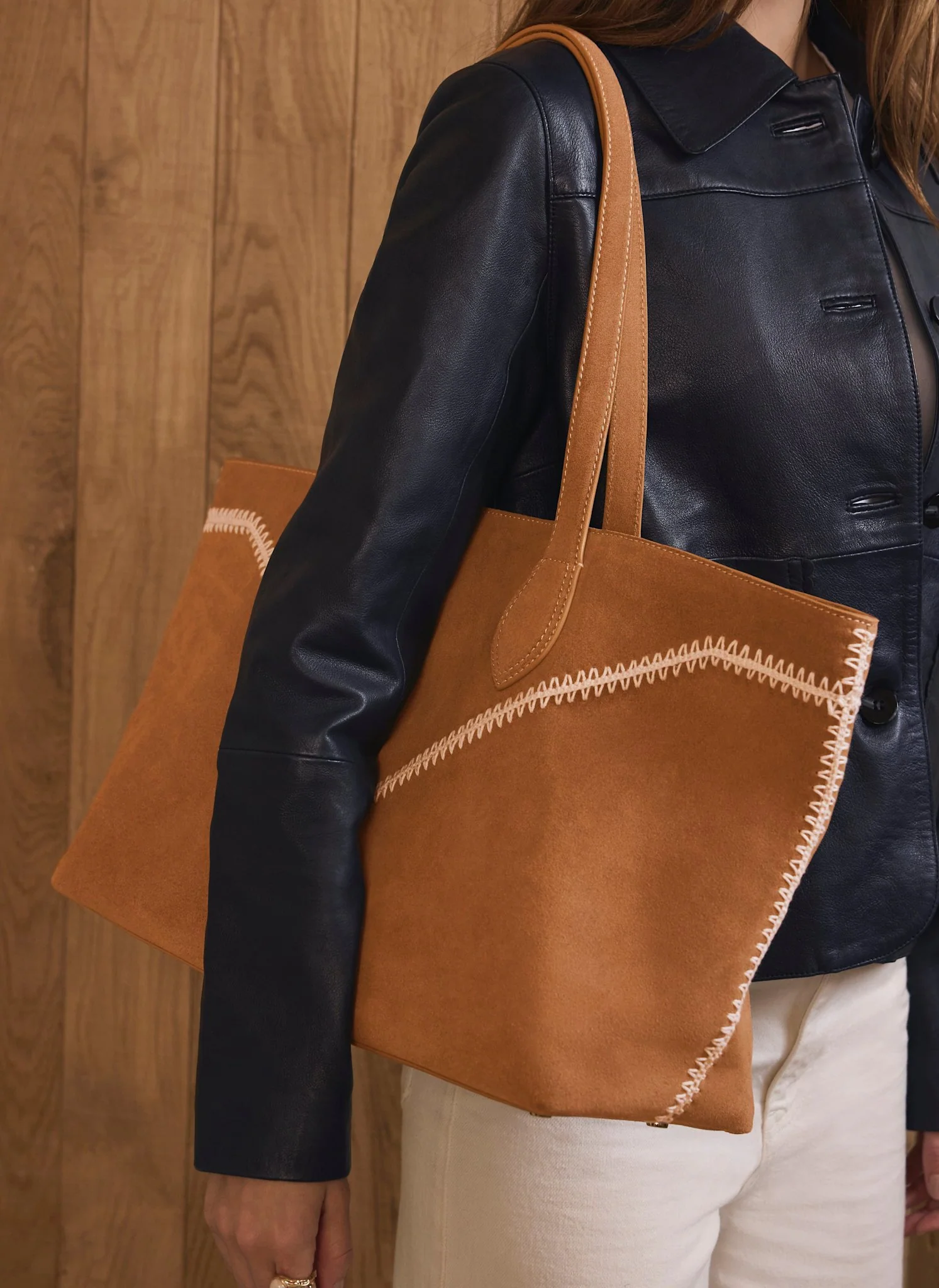 Tula Tan Suede Tote Bag - Image 2