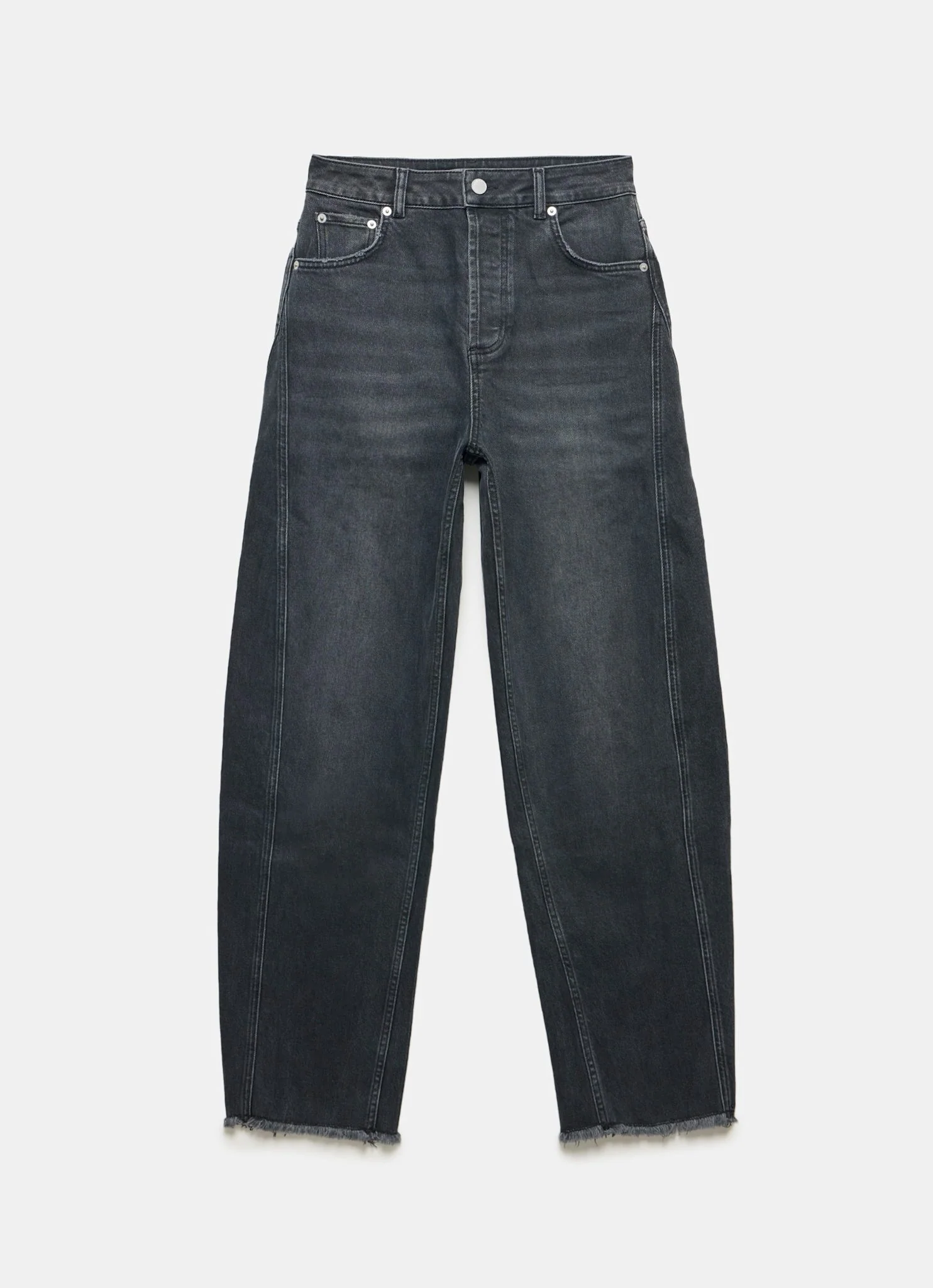 Washed Black Barrel Leg Jeans - Image 7