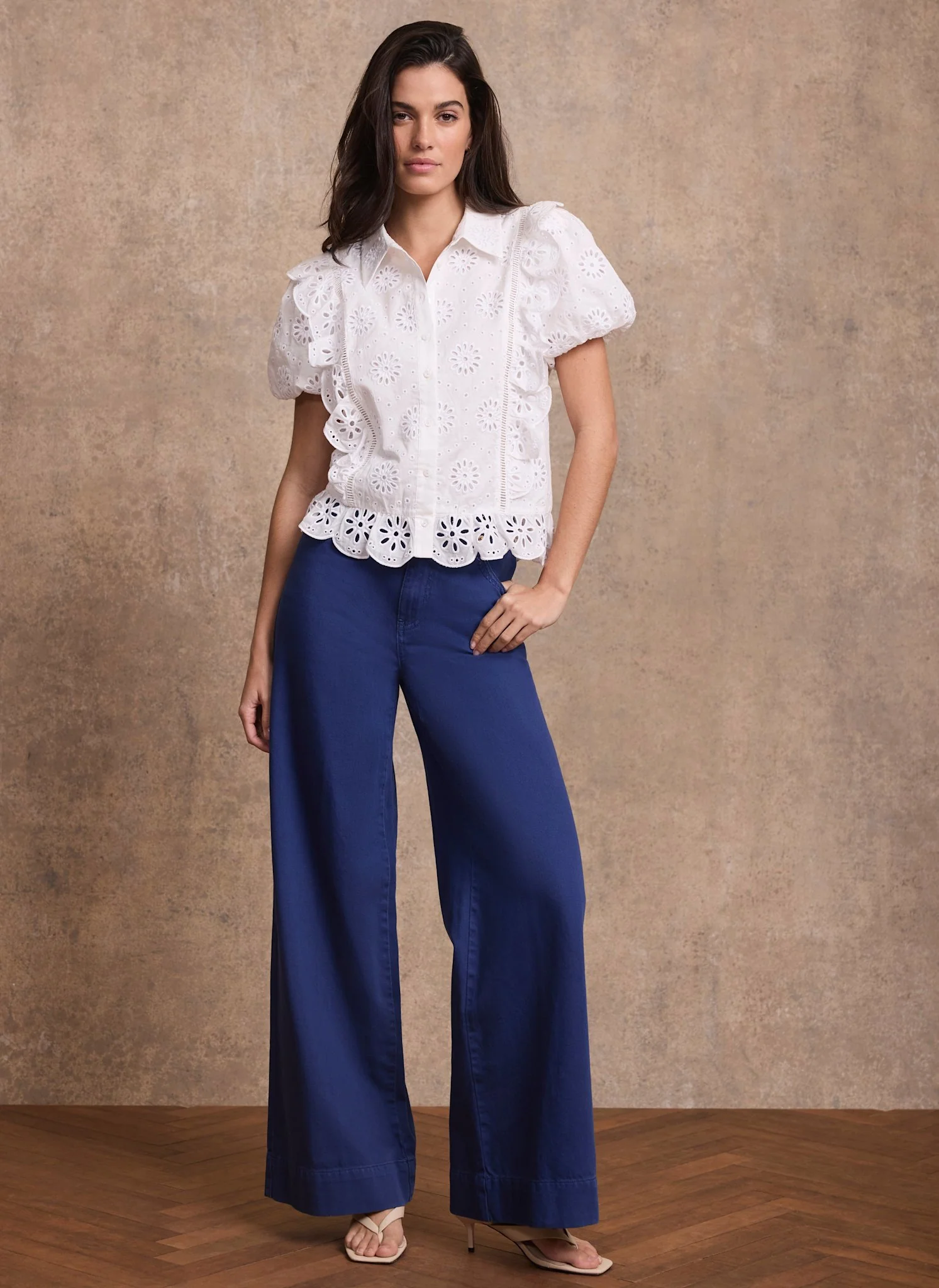 Blue Washed Refined Wide Jeans