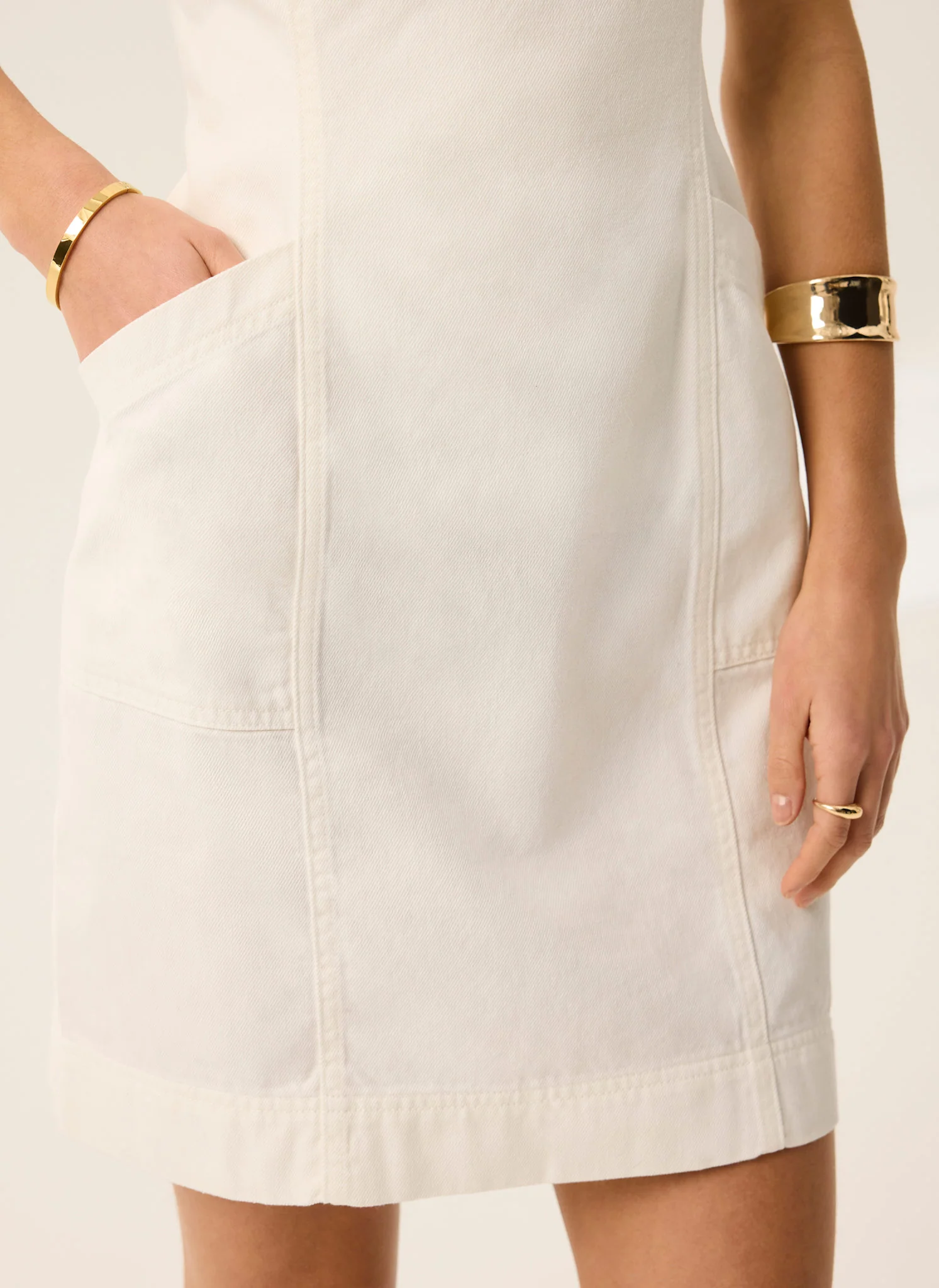 White Denim Mini Dress - Image 4