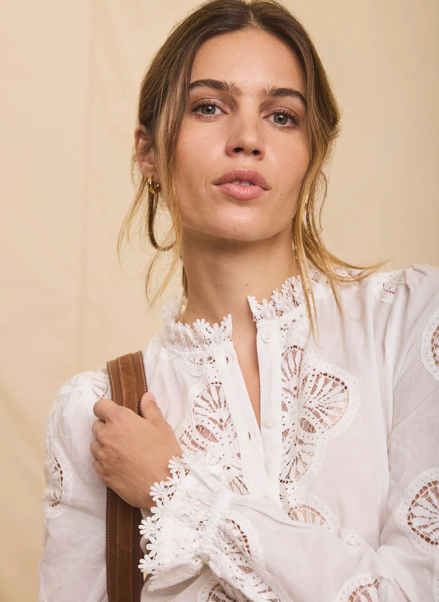 White Cotton Embroidered Blouse - Image 5
