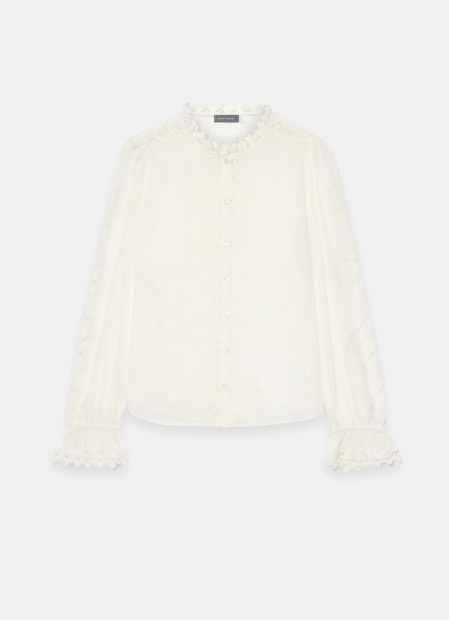 White Cotton Embroidered Blouse - Image 7
