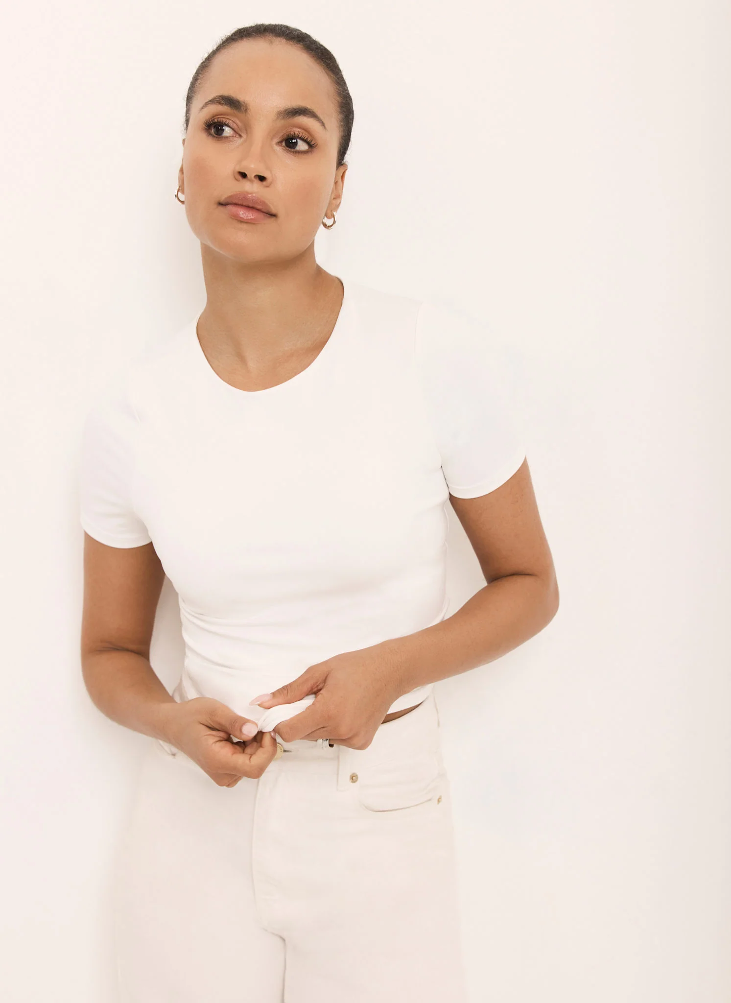 White Short Sleeve Layering Top