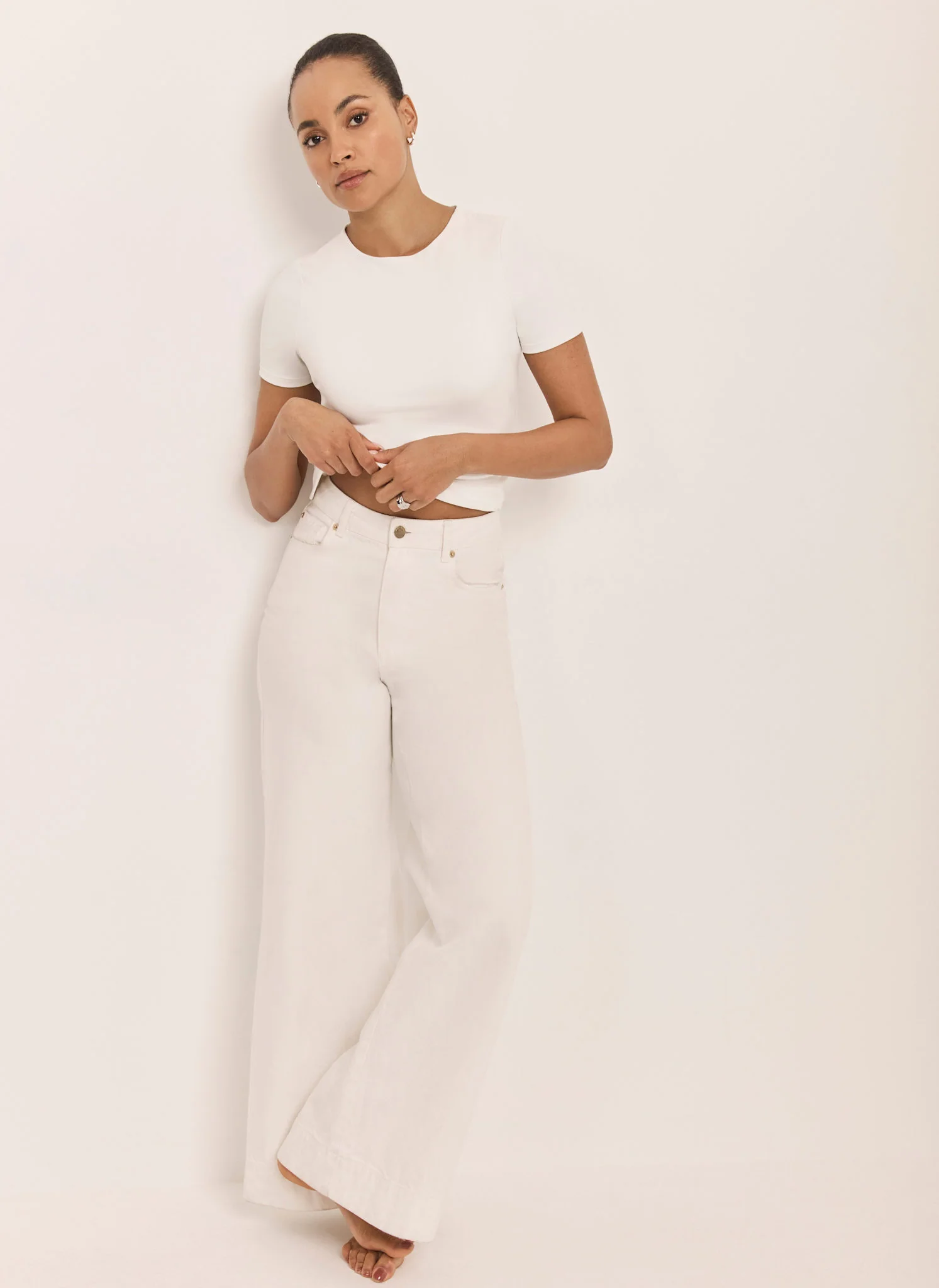 White Short Sleeve Layering Top - Image 4