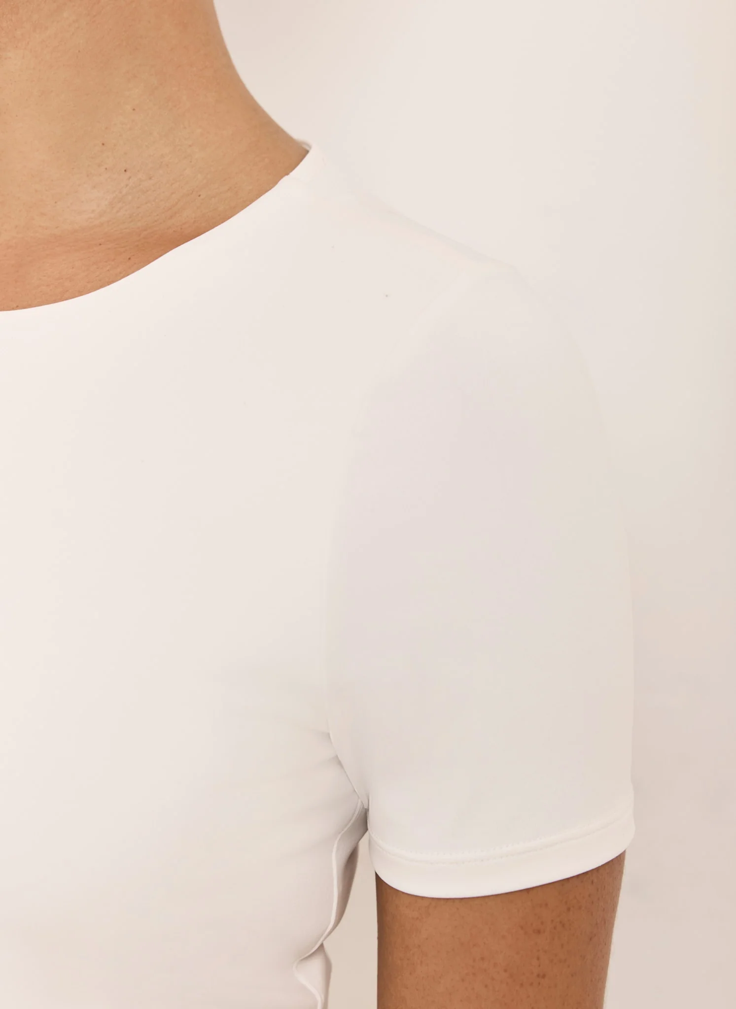 White Short Sleeve Layering Top - Image 5