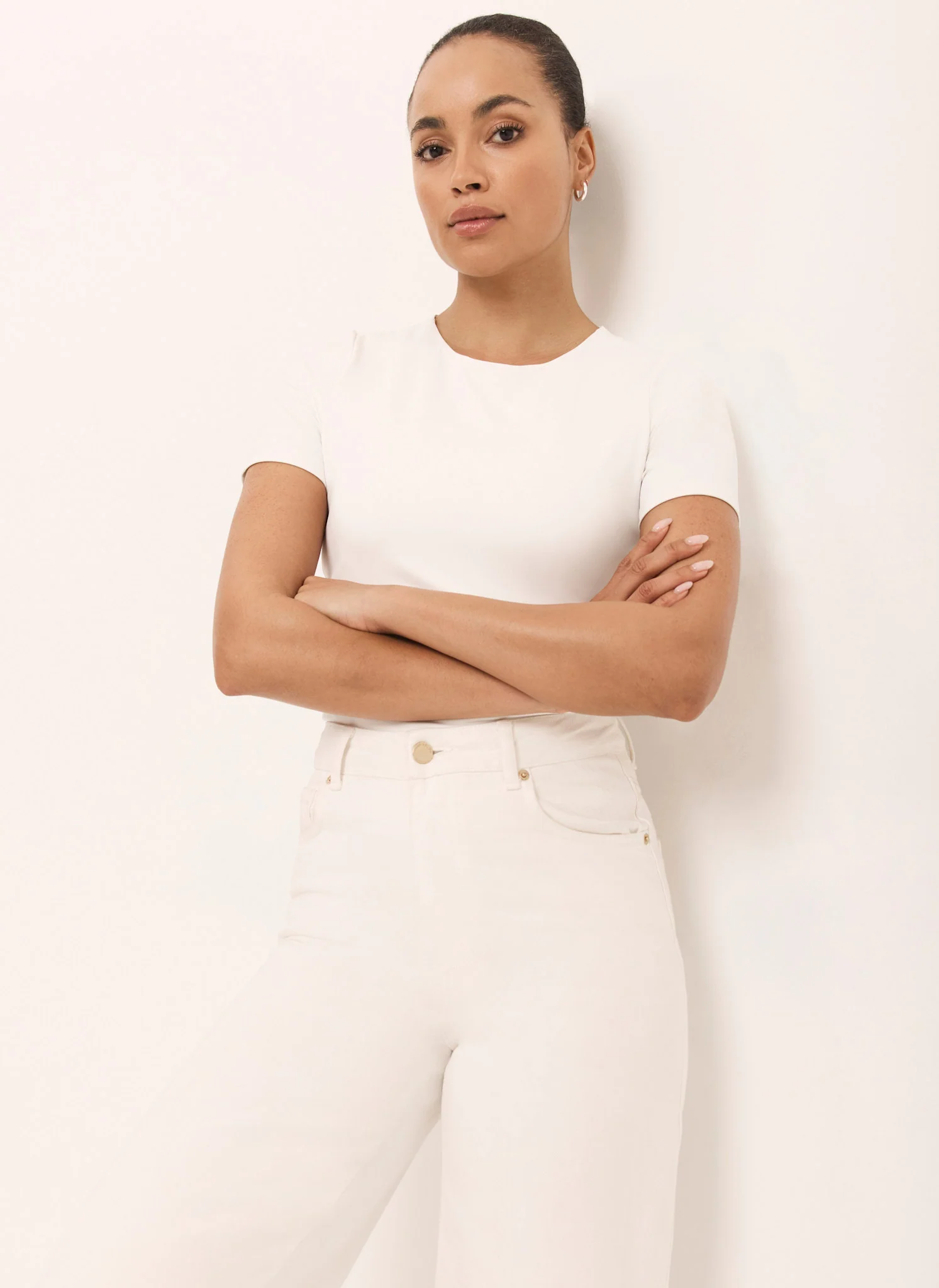 White Short Sleeve Layering Top - Image 6