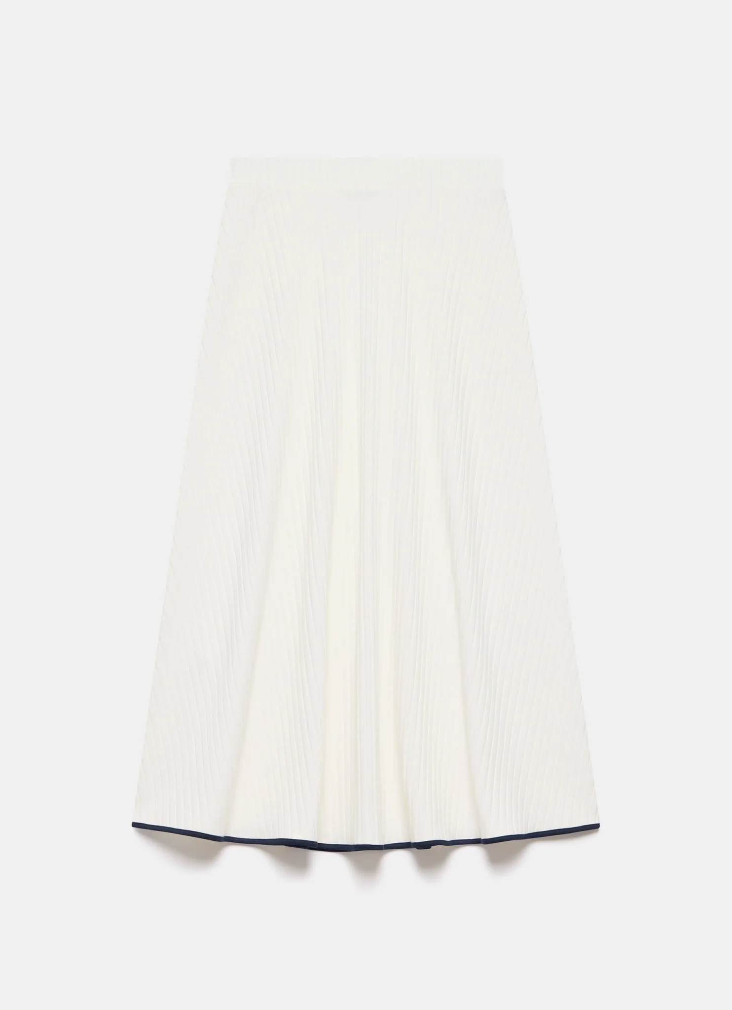 White Ribbed Contrast Hem Midi Skirt - Image 6