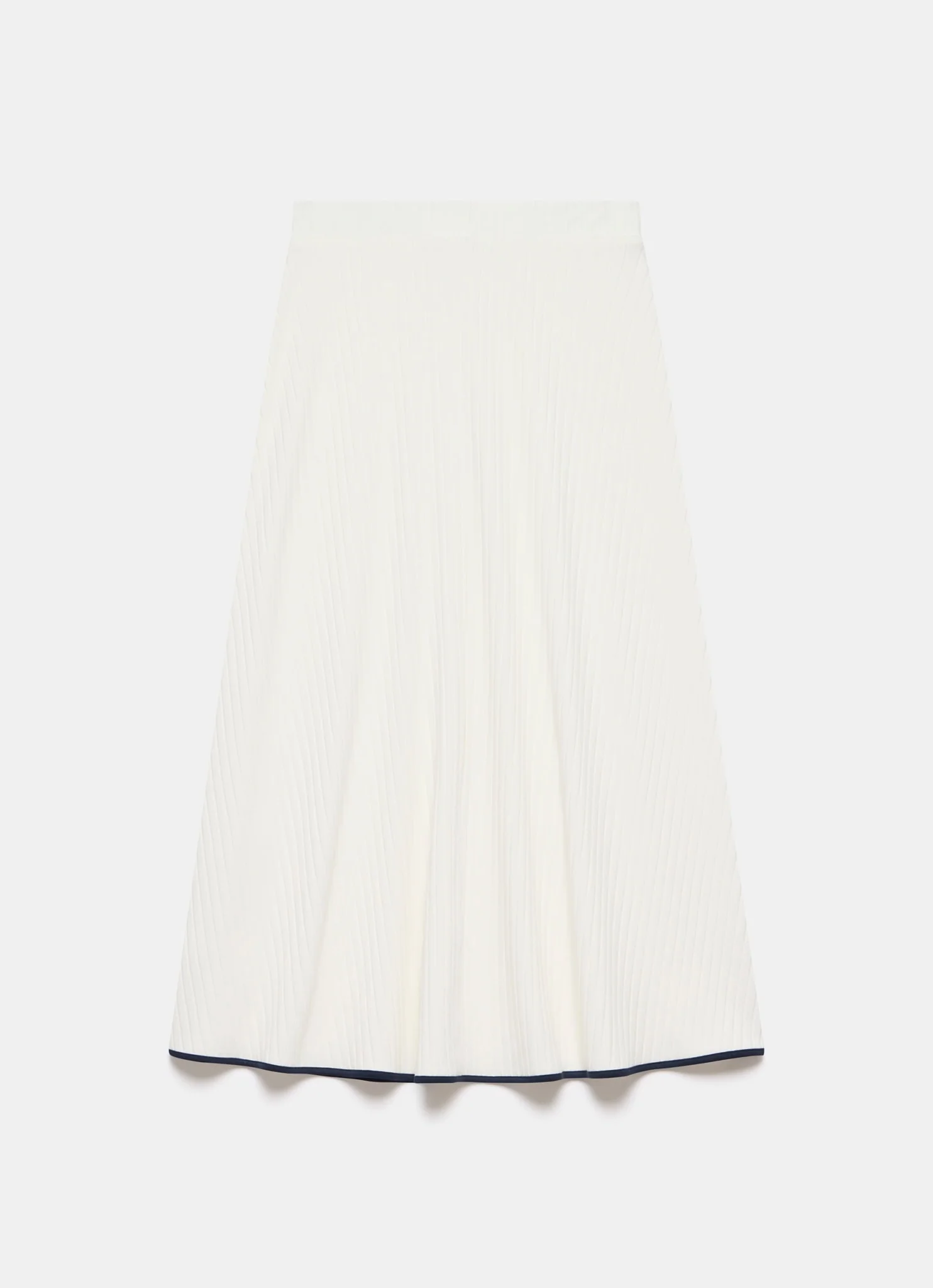 White Ribbed Contrast Hem Midi Skirt - Image 7