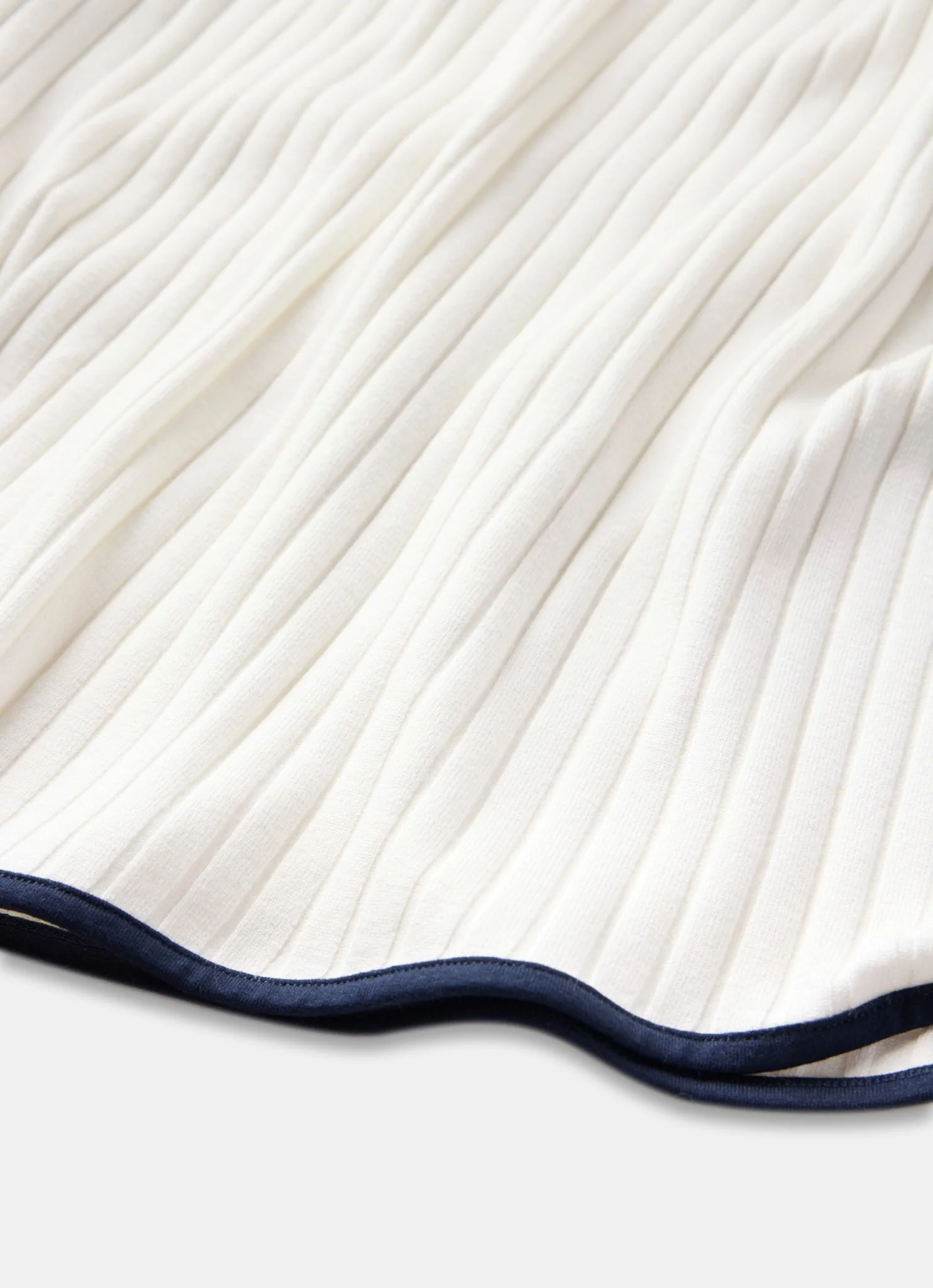 White Ribbed Contrast Hem Midi Skirt - Image 8