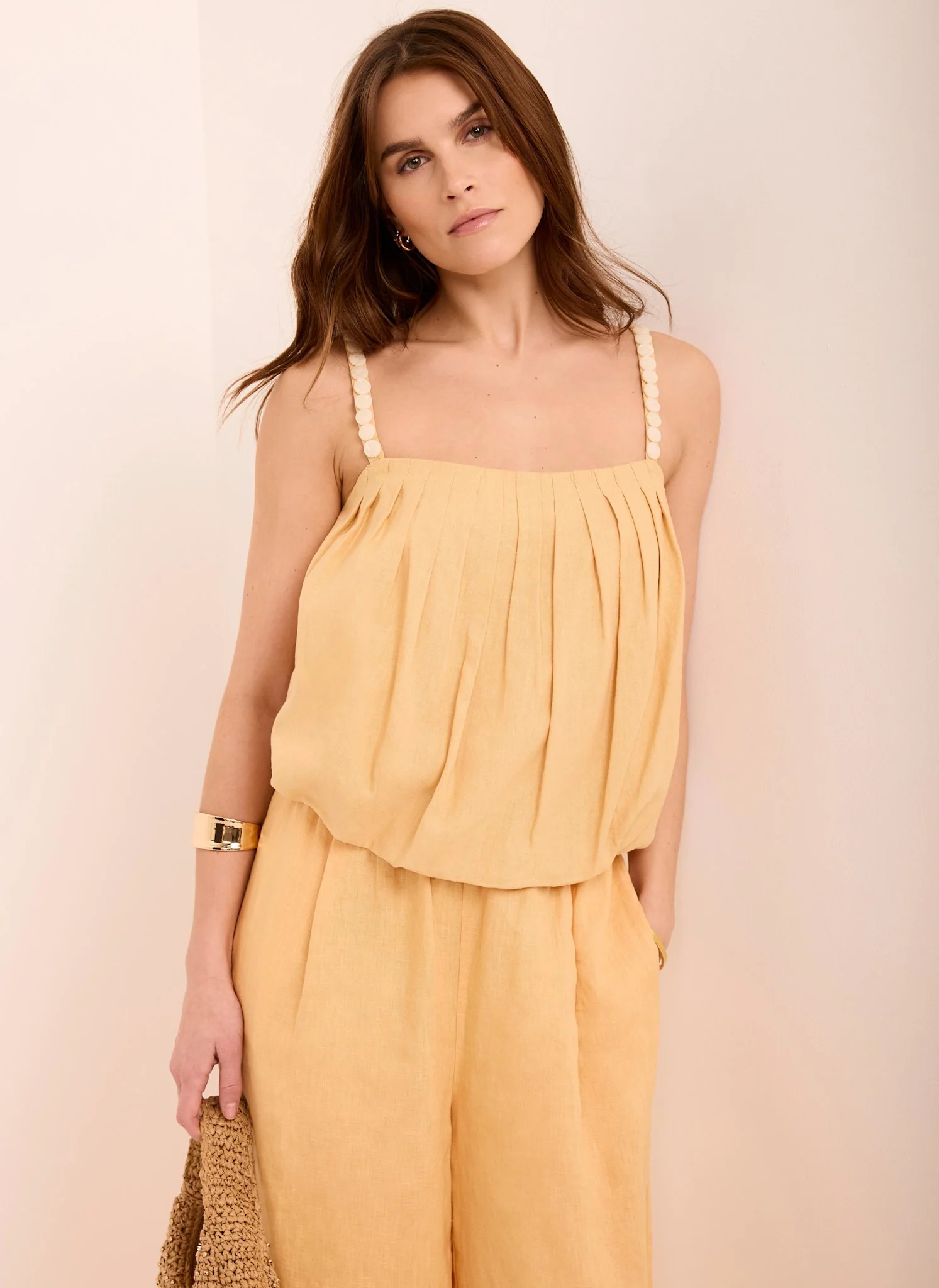 Yellow Linen Blend Bubble Top - Image 3