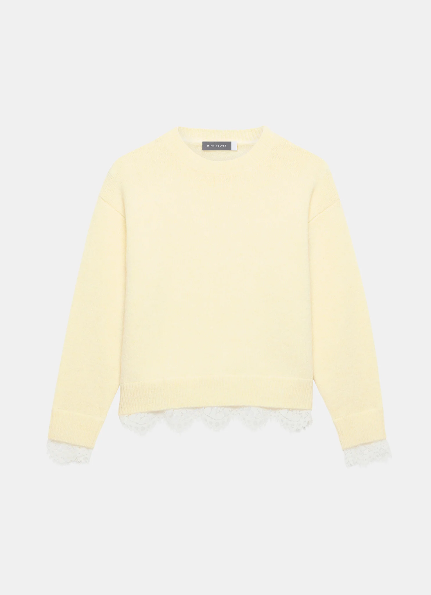 Butter Yellow Lace Hem Jumper - Image 6