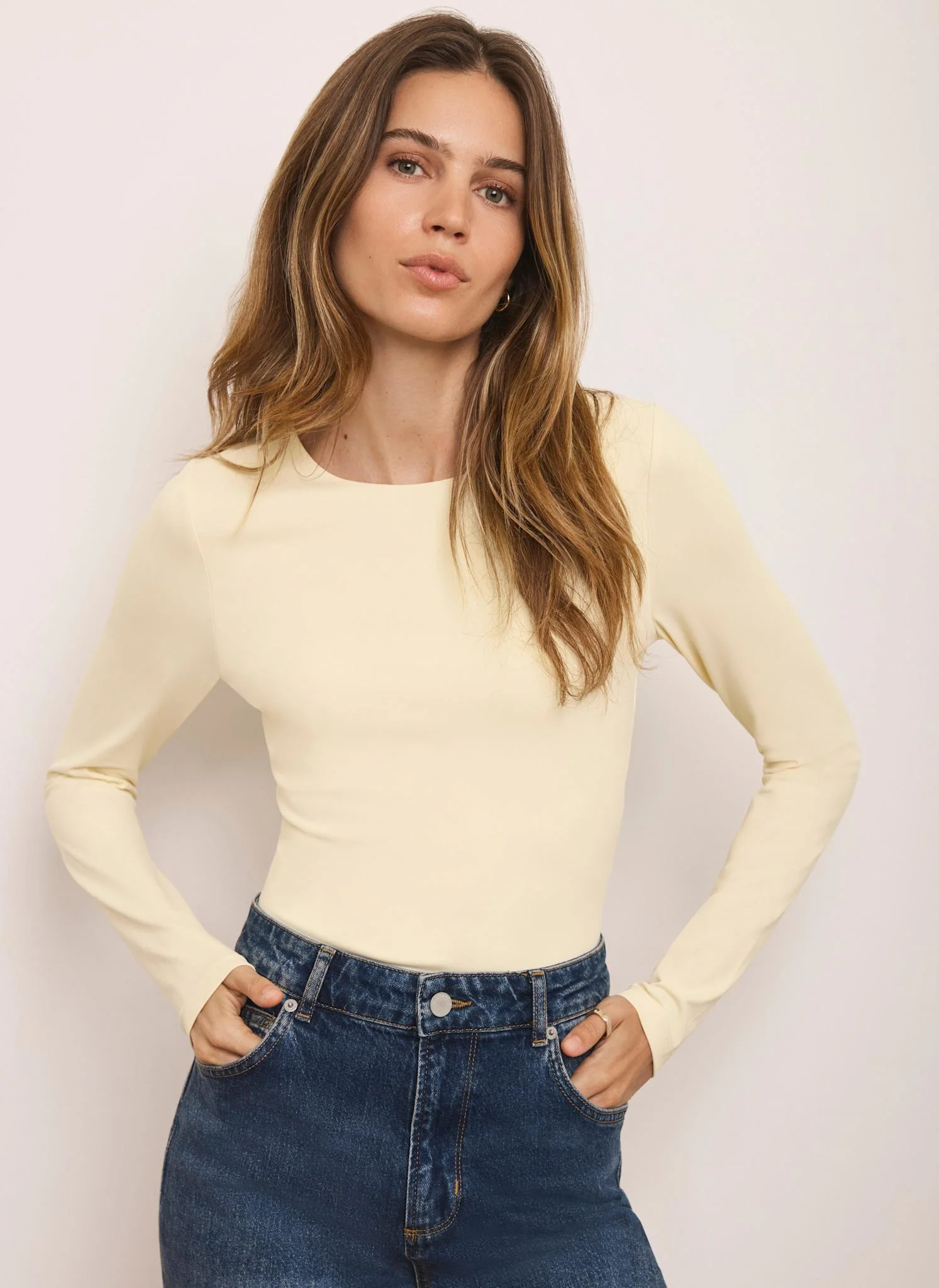 Butter Yellow Layering Crew Neck Top - Image 5