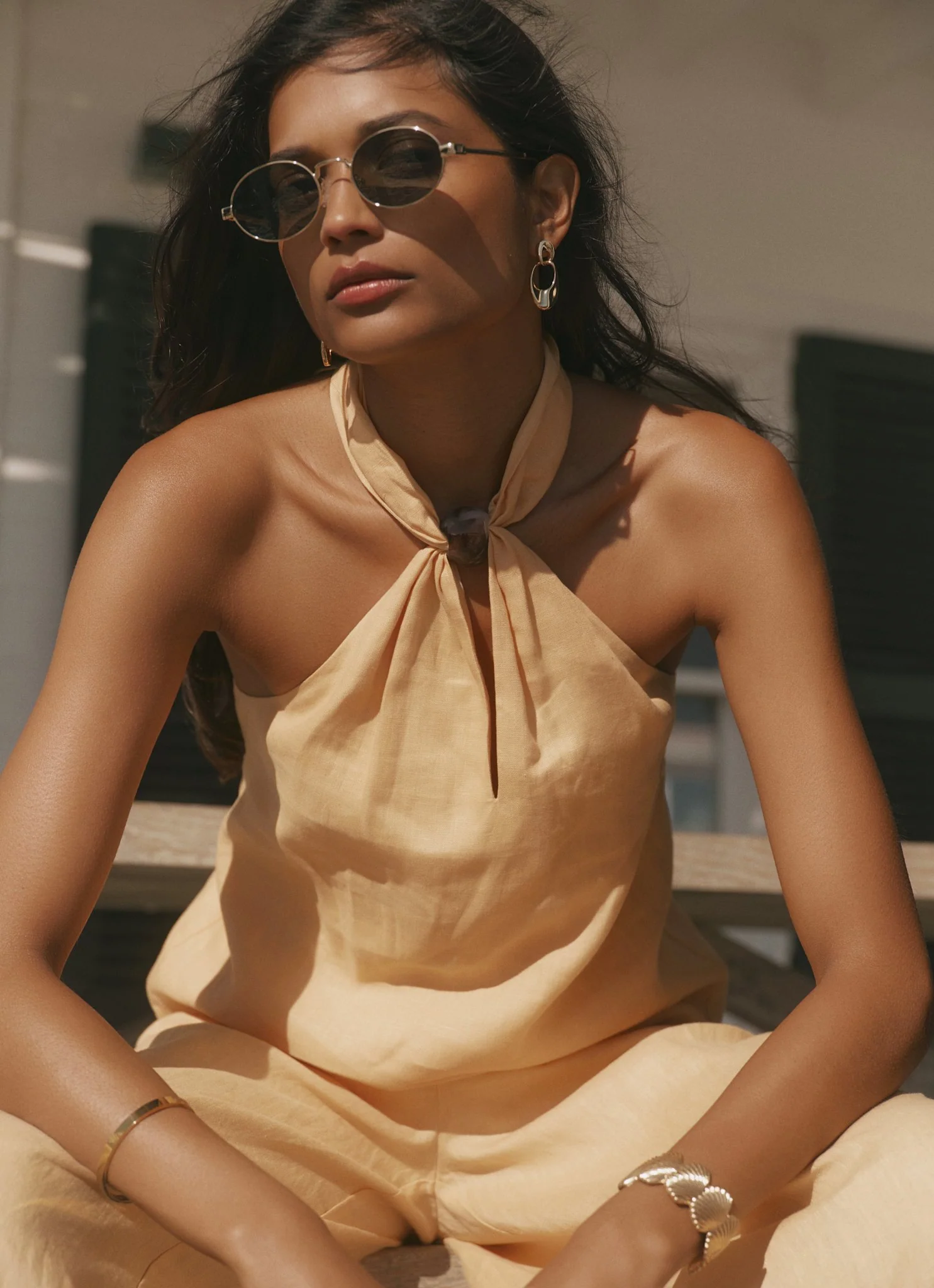 Yellow Linen Halter Top - Image 2