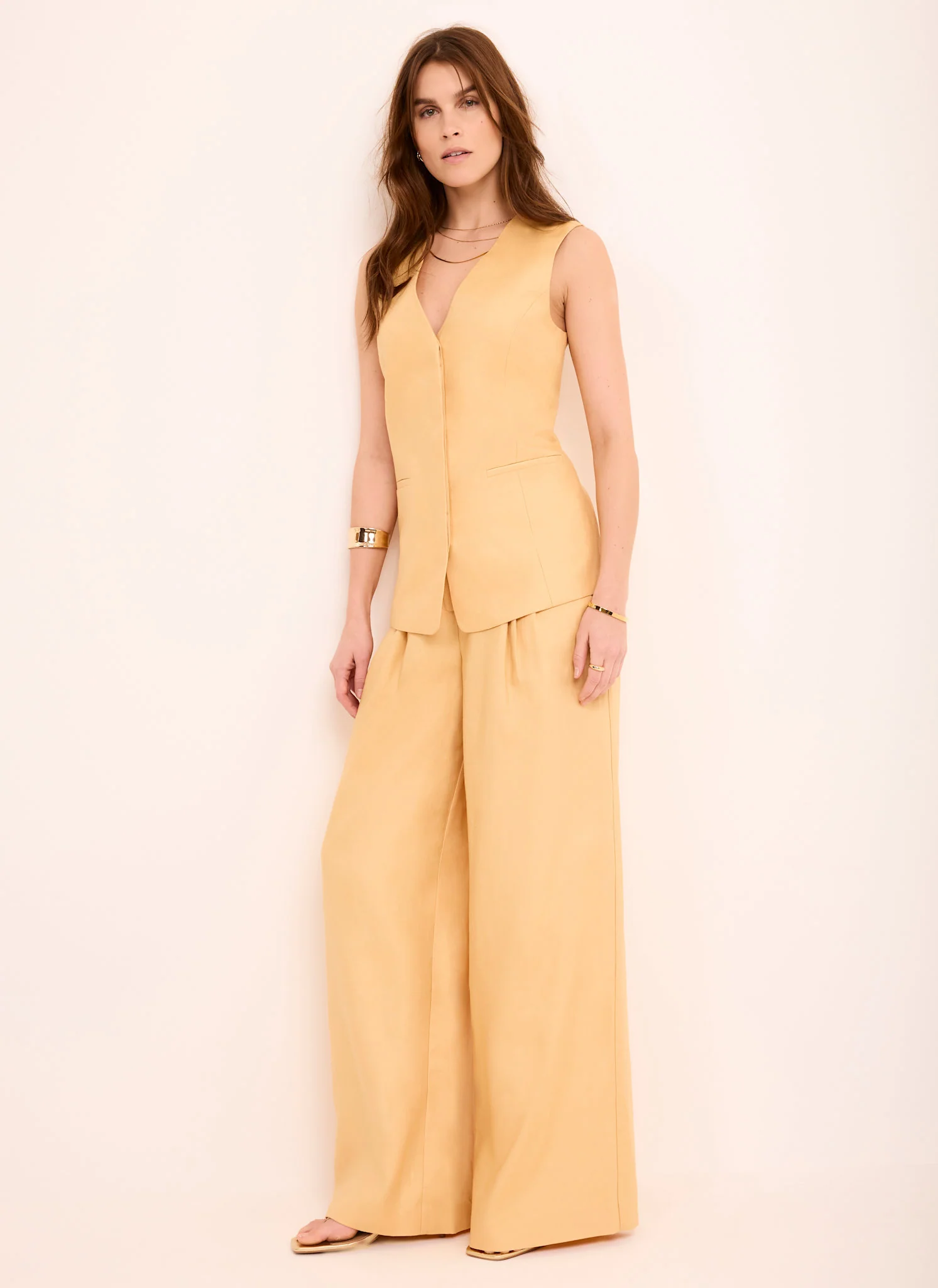 Yellow Ramie Longline Waistcoat - Image 6