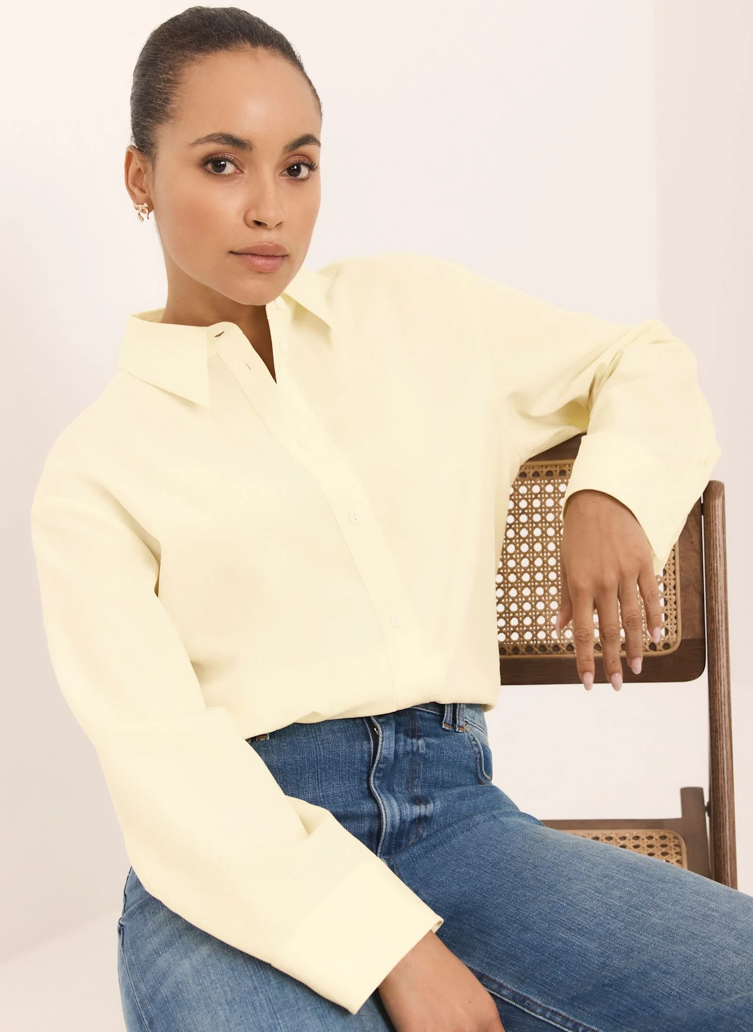 Butter Yellow Oversized Long Sleeve Shirt - Image 2