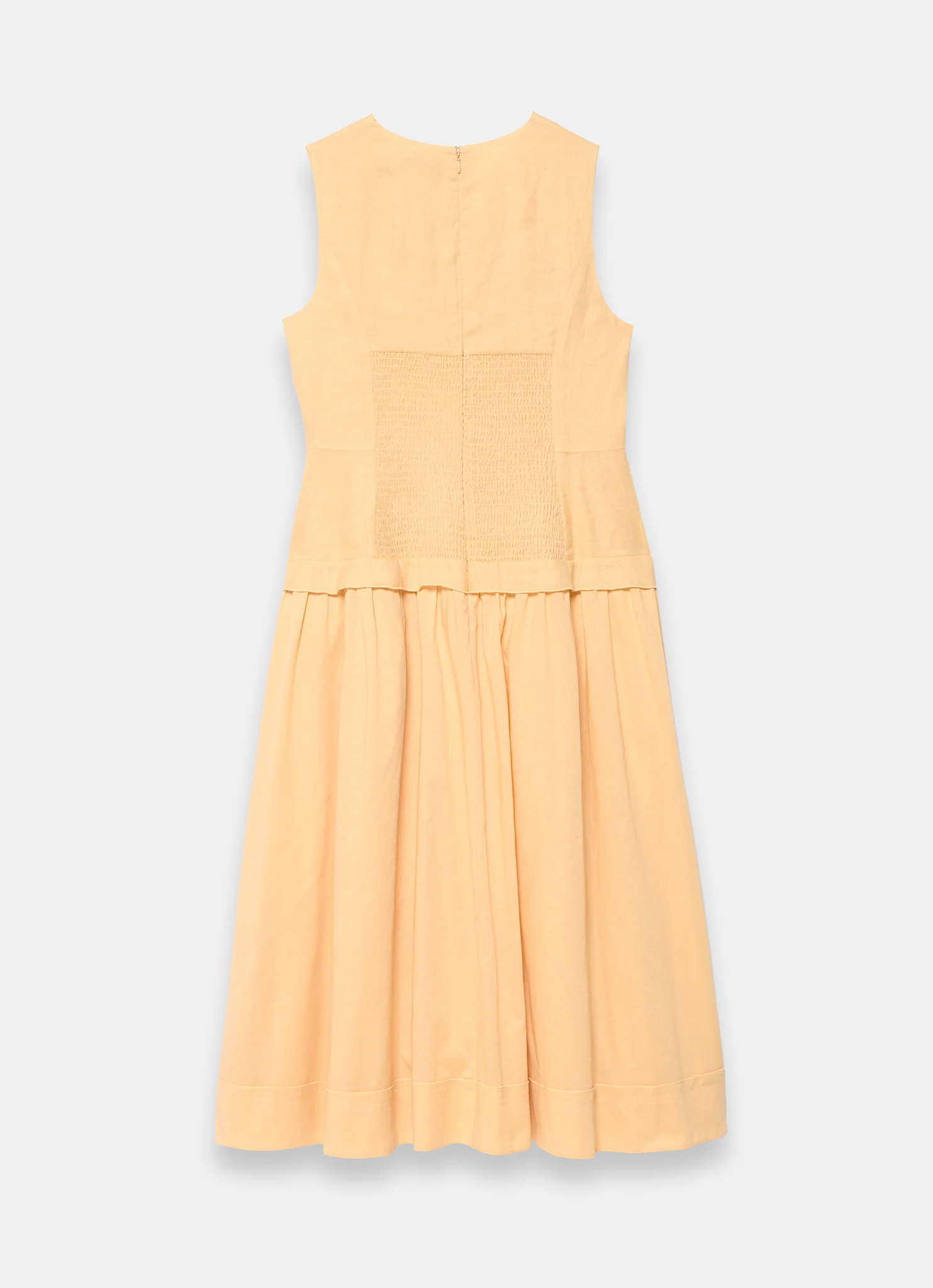 Yellow Ramie Drop Waist Midi Dress - Image 7