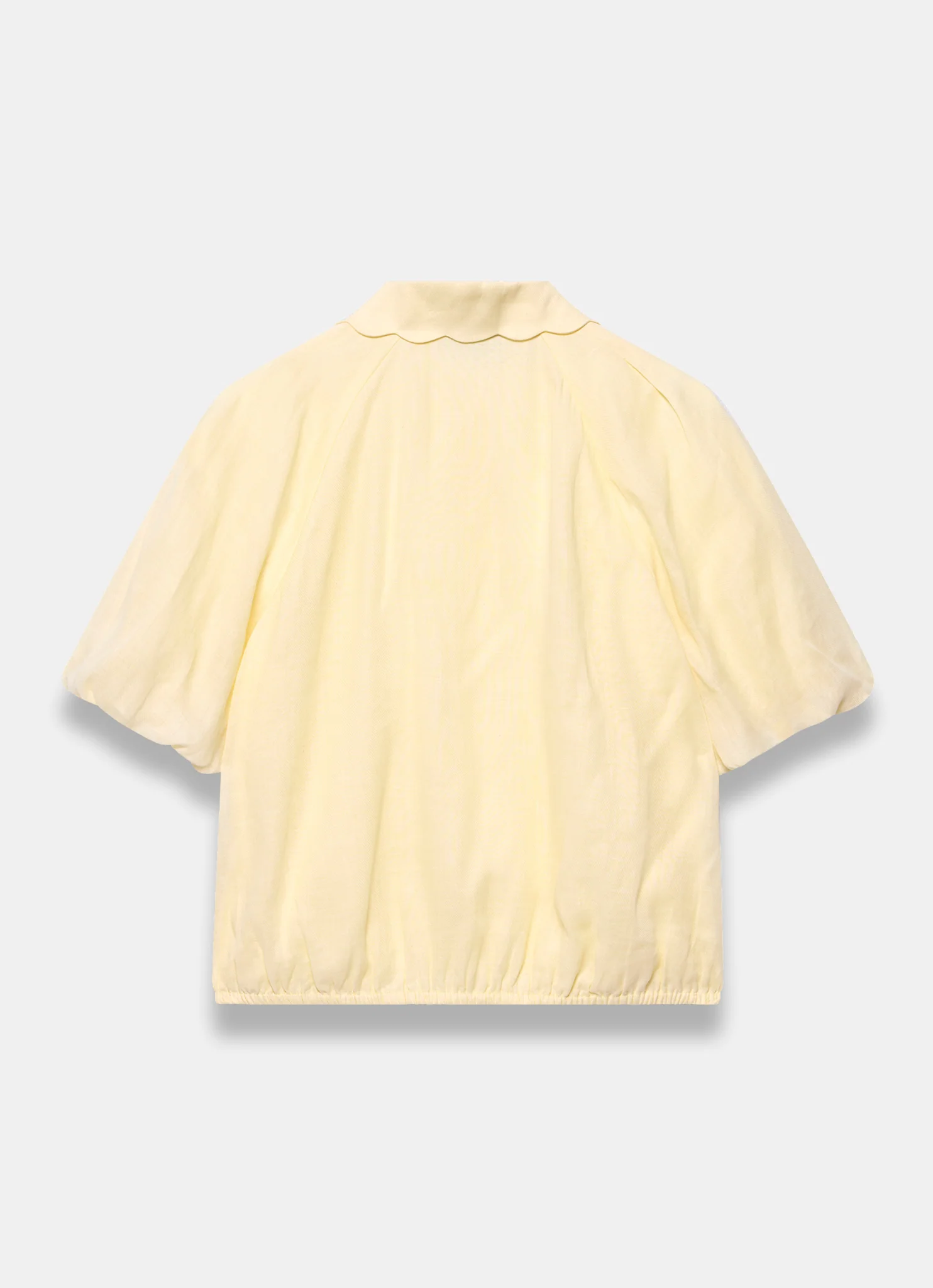 Yellow Ramie Scallop Puff Sleeve Shirt - Image 7