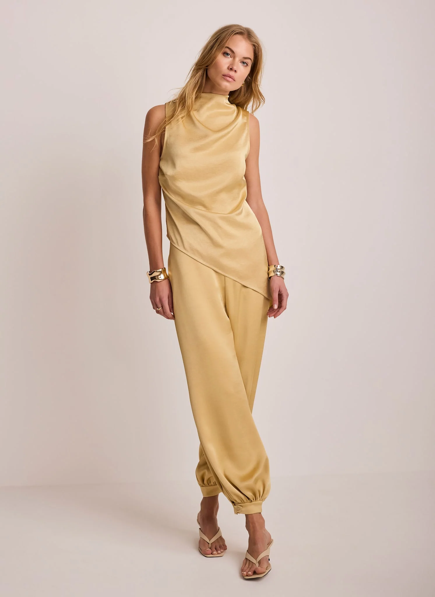 Yellow Satin Asymmetric Top - Image 3
