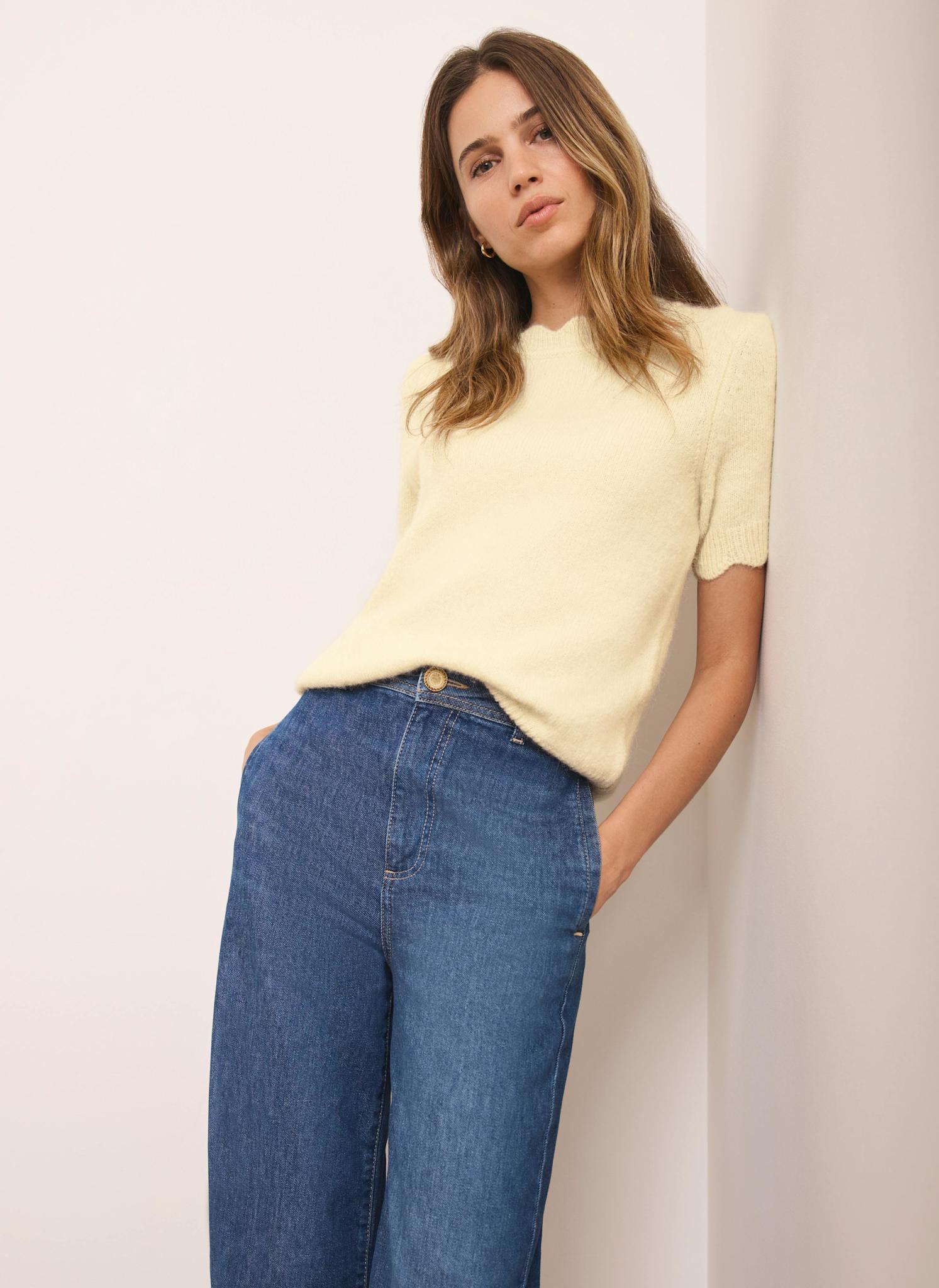 Butter Yellow Scallop Knit Top - Image 2