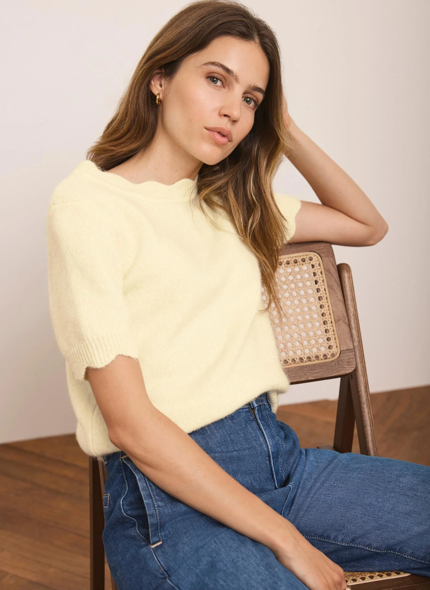 Butter Yellow Scallop Knit Top - Image 4