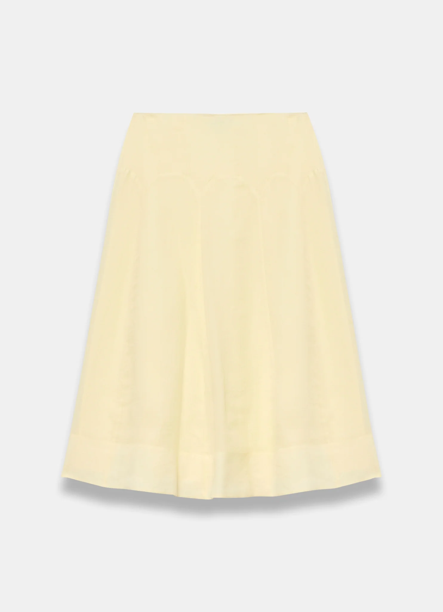 Yellow Ramie Drop Waist Midi Skirt - Image 6