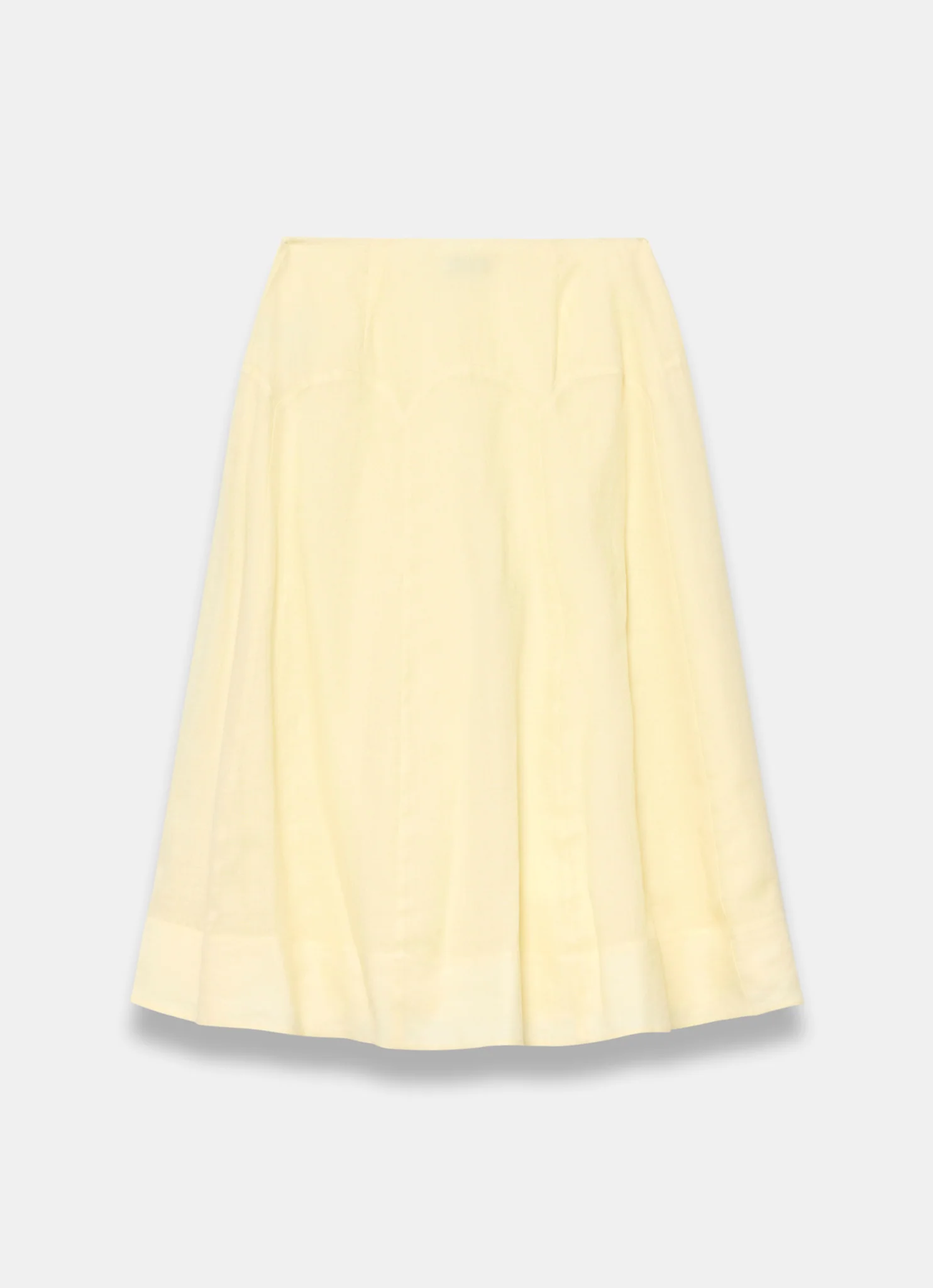 Yellow Ramie Drop Waist Midi Skirt - Image 7