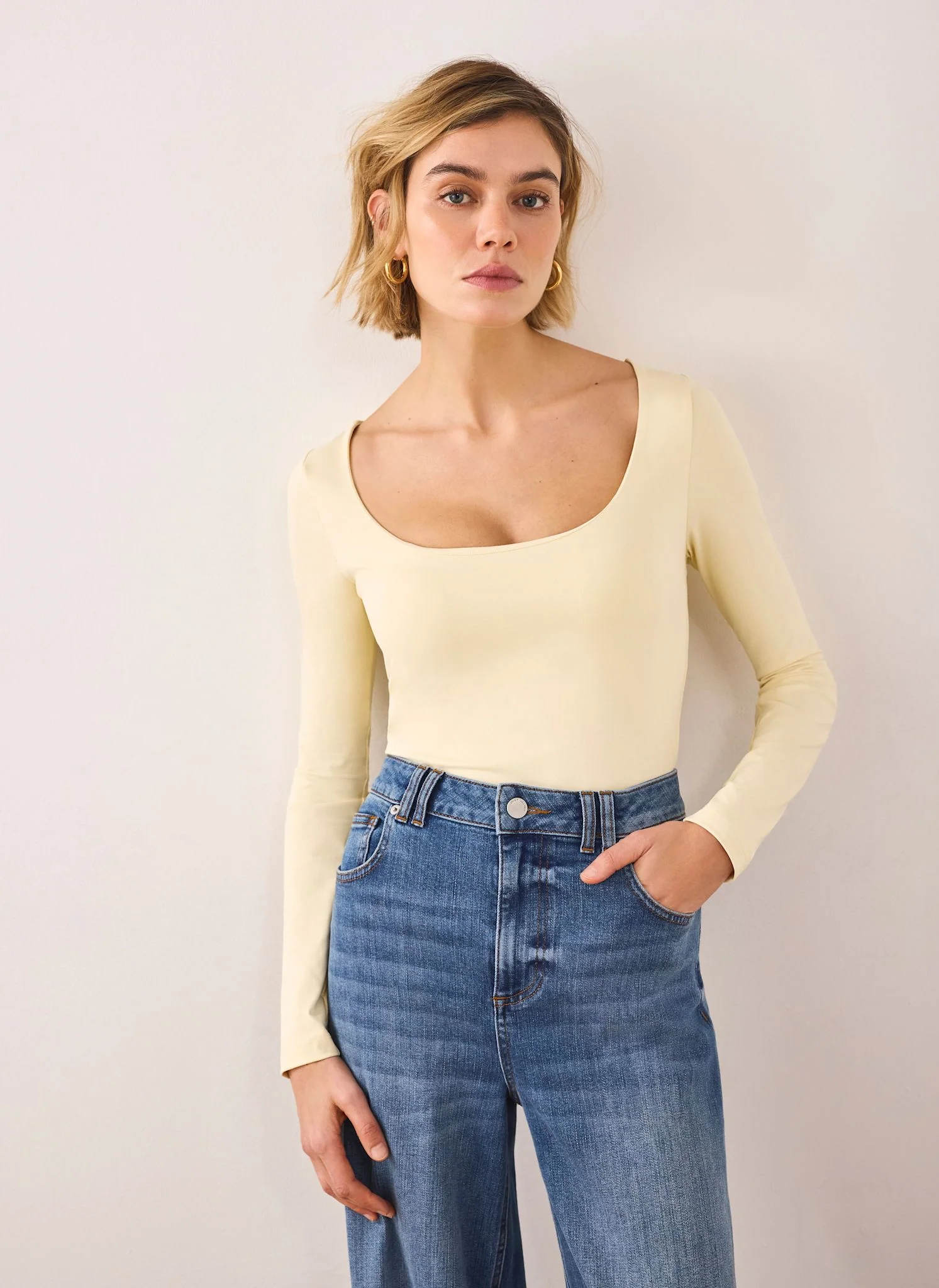 Butter Yellow Layering Scoop Neck Top