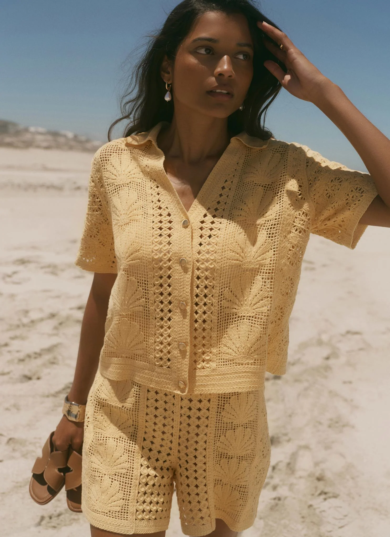 Yellow Crochet Shell Shorts - Image 5