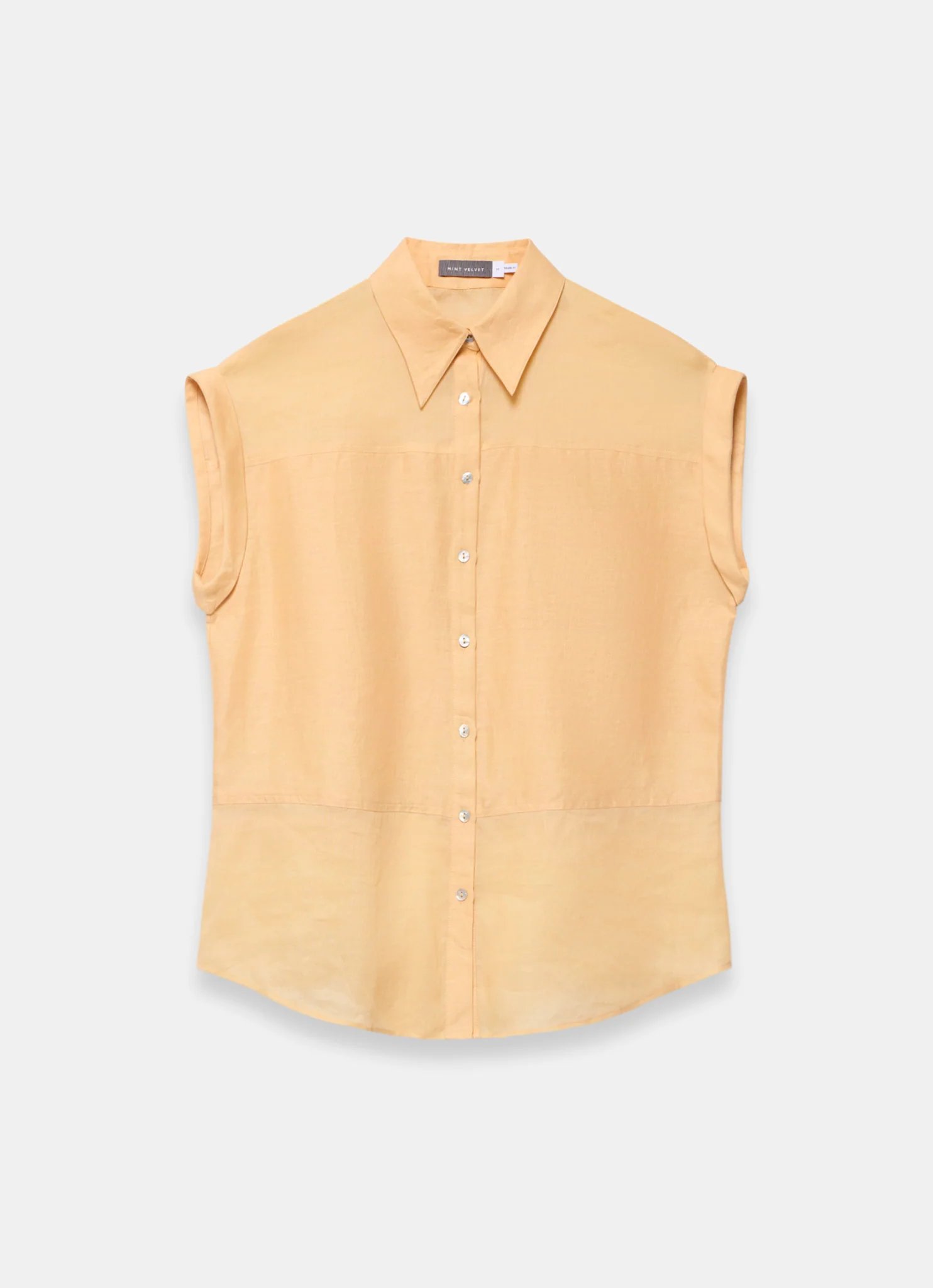 Yellow Linen Blend Sheer Panel Shirt - Image 6