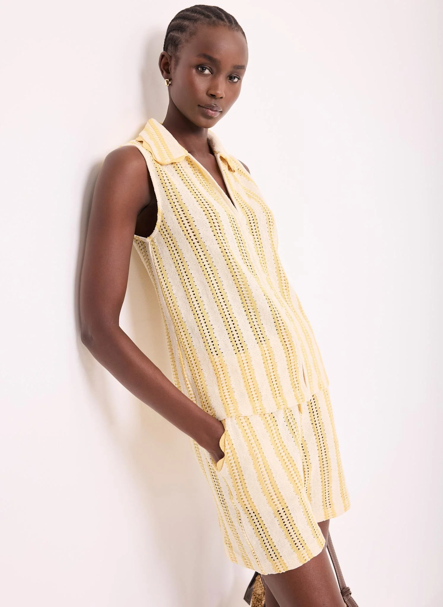 Yellow Stripe Beach Shorts Set - Image 2