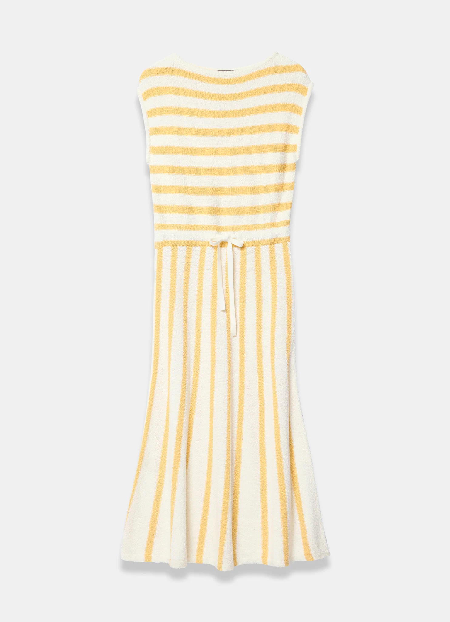 Yellow Cotton Blend Striped Midi Dress - Image 6