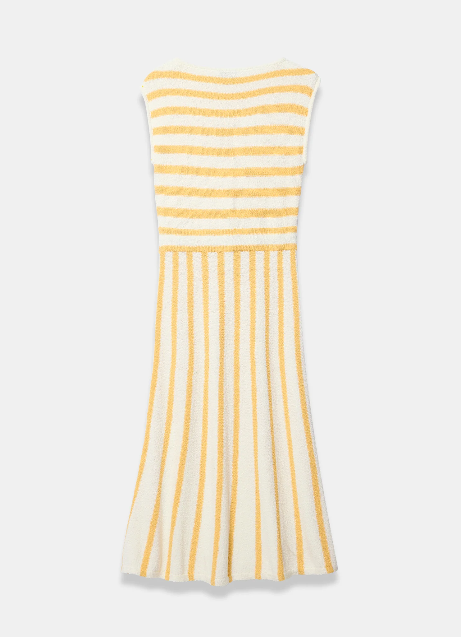 Yellow Cotton Blend Striped Midi Dress - Image 7
