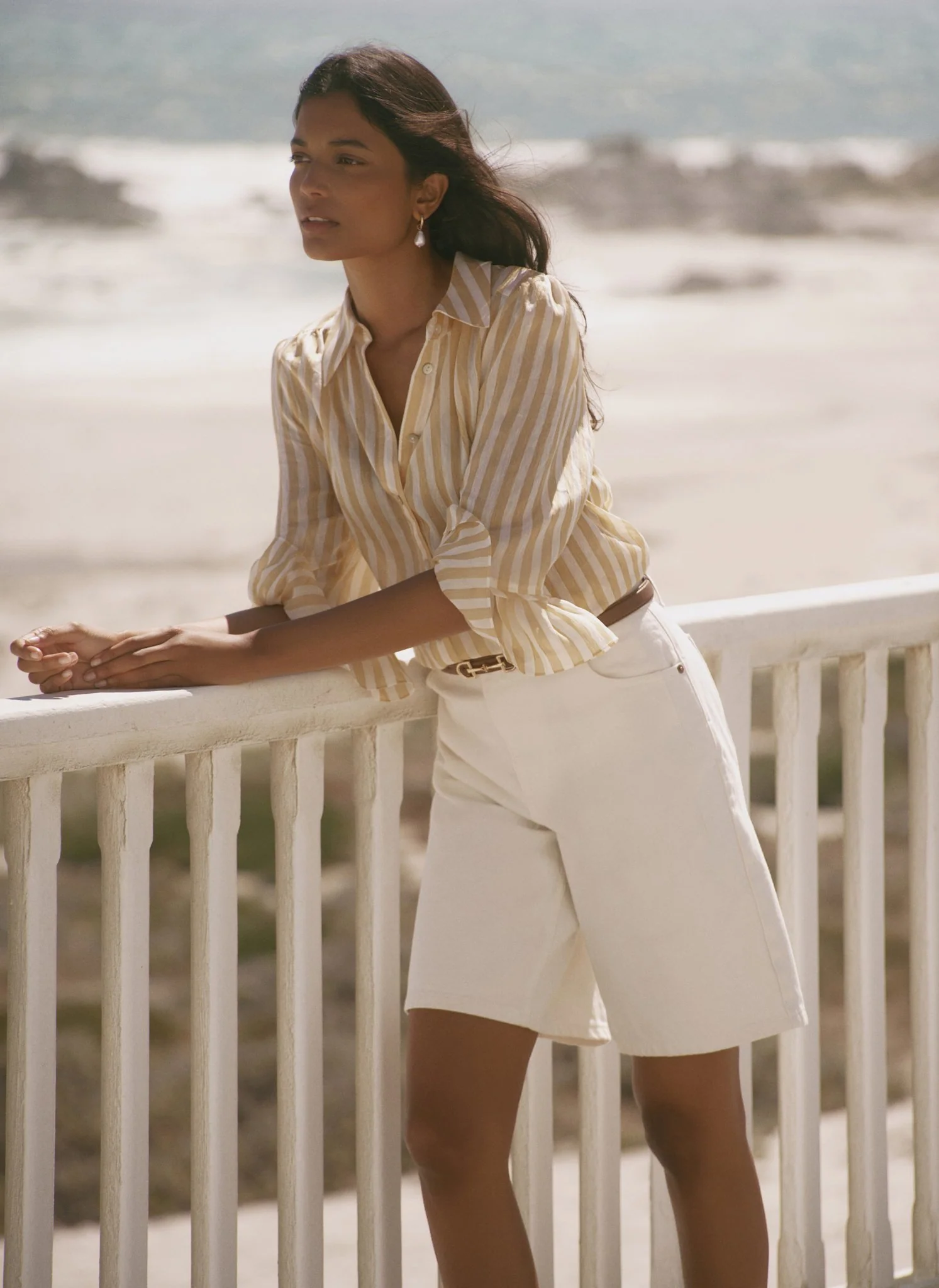 Yellow Striped Ruffle Detail Shirt - Image 3