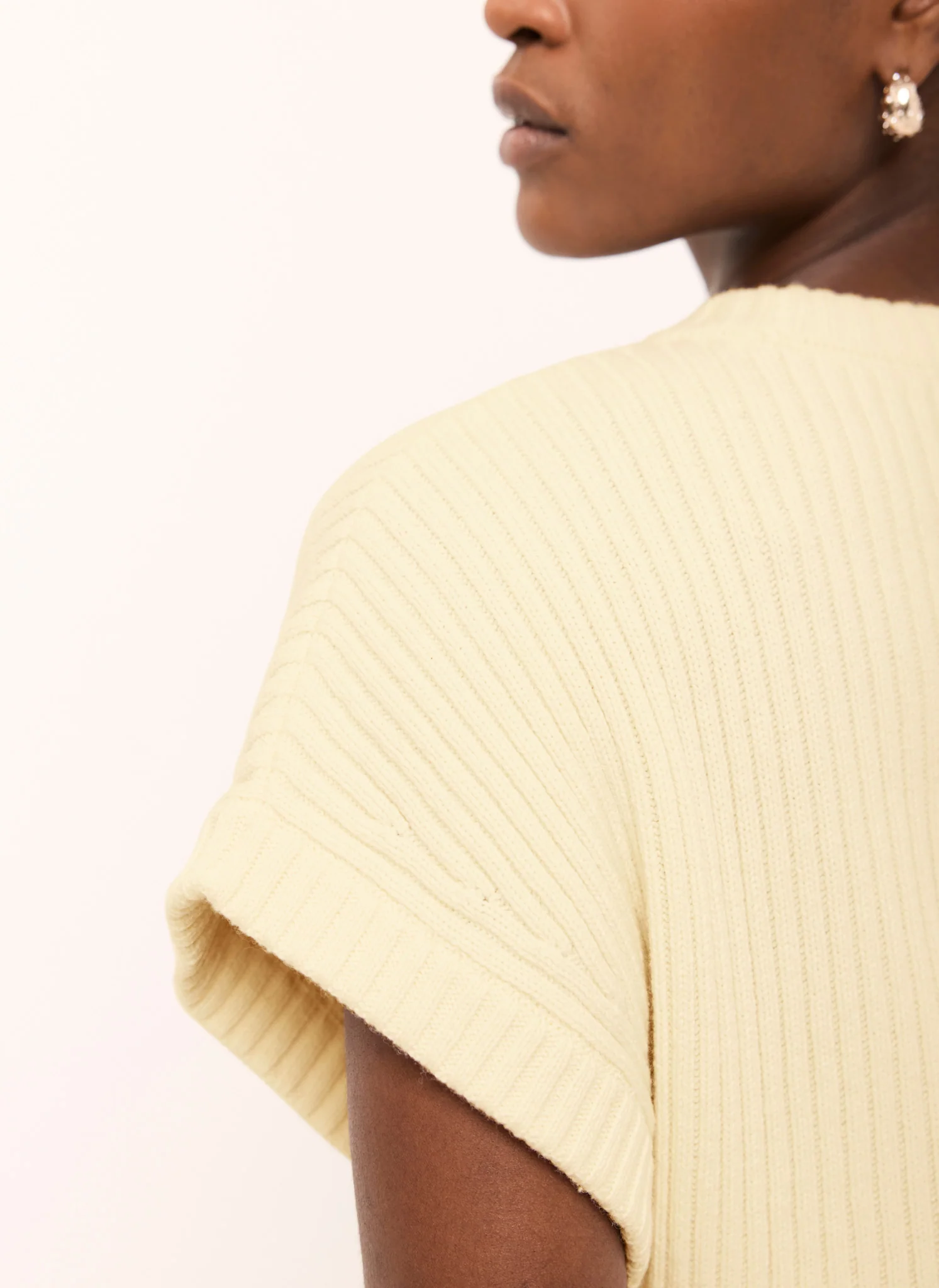 Butter Yellow Wool Blend Longline Knit Top - Image 5