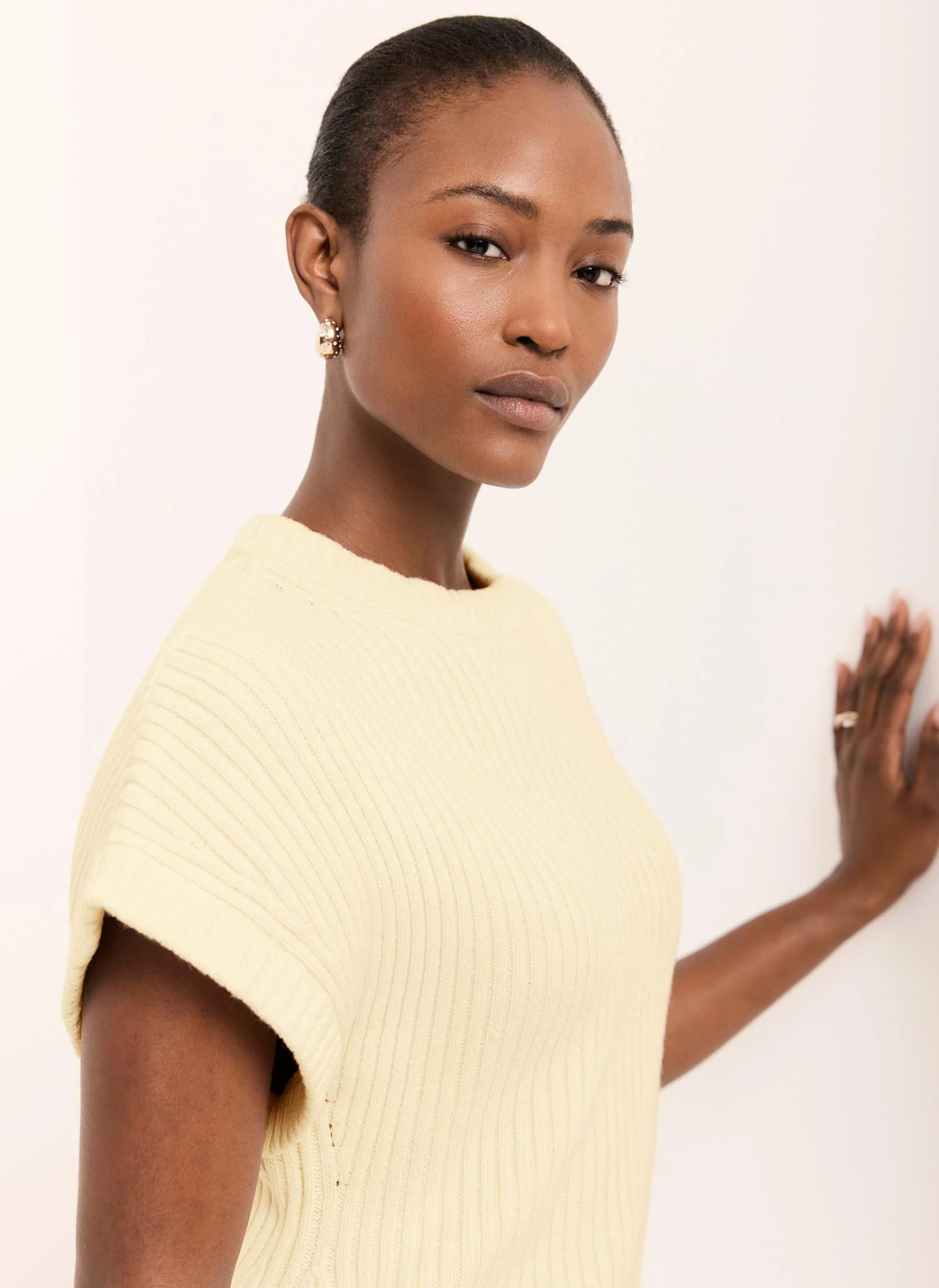 Butter Yellow Wool Blend Longline Knit Top - Image 6