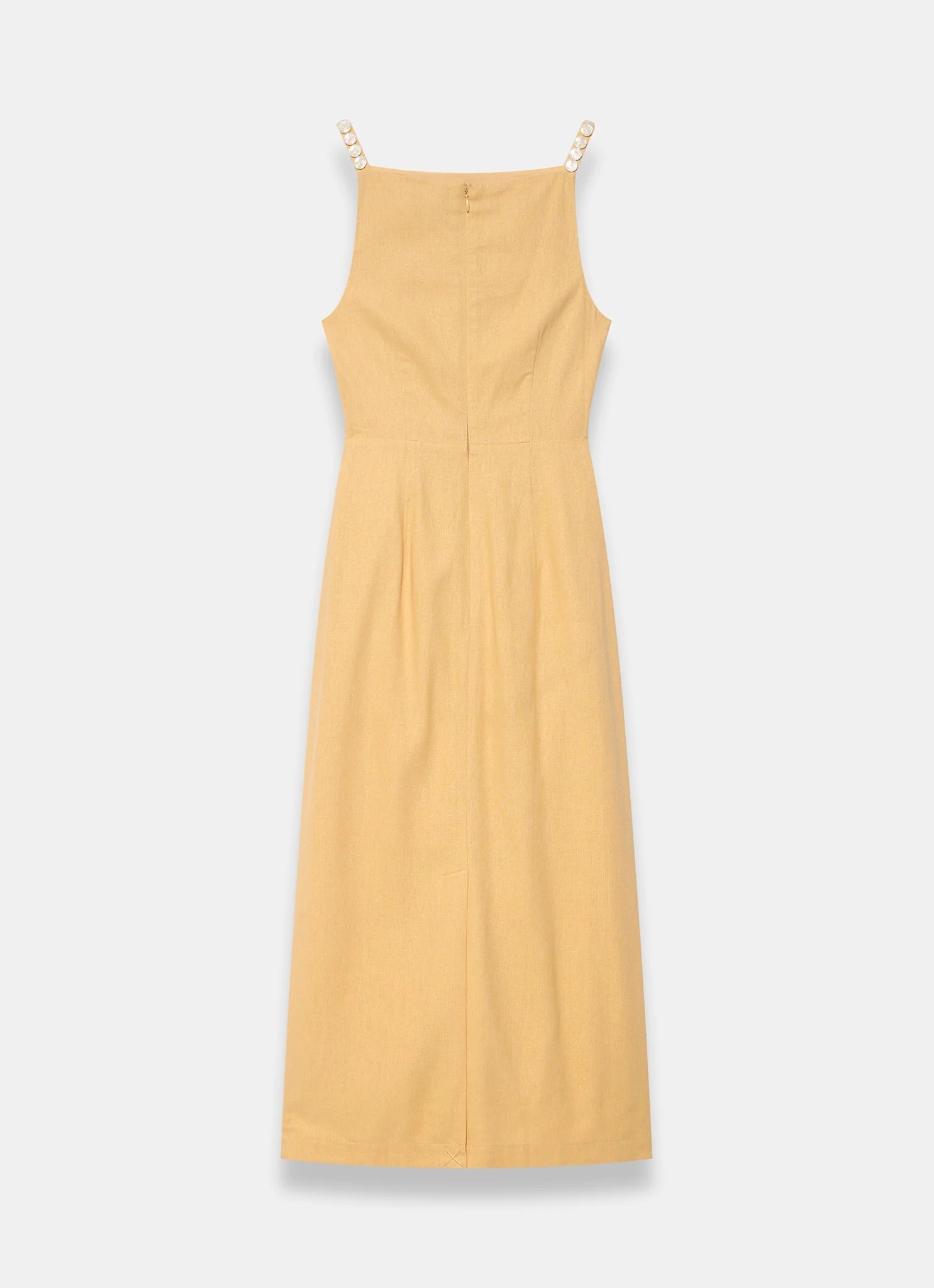 Yellow Linen Blend Wrap Midi Dress - Image 7