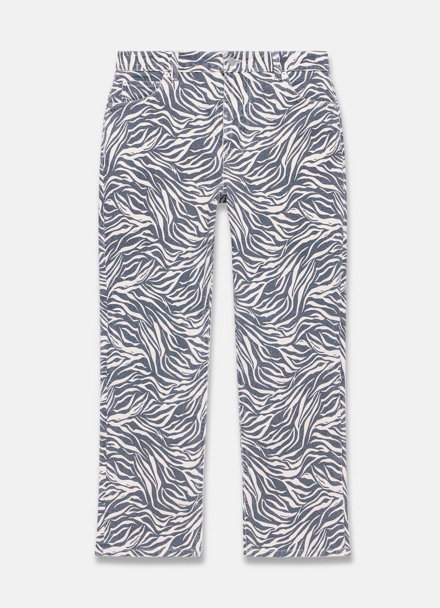 White Zebra Print Straight Leg Jeans - Image 6